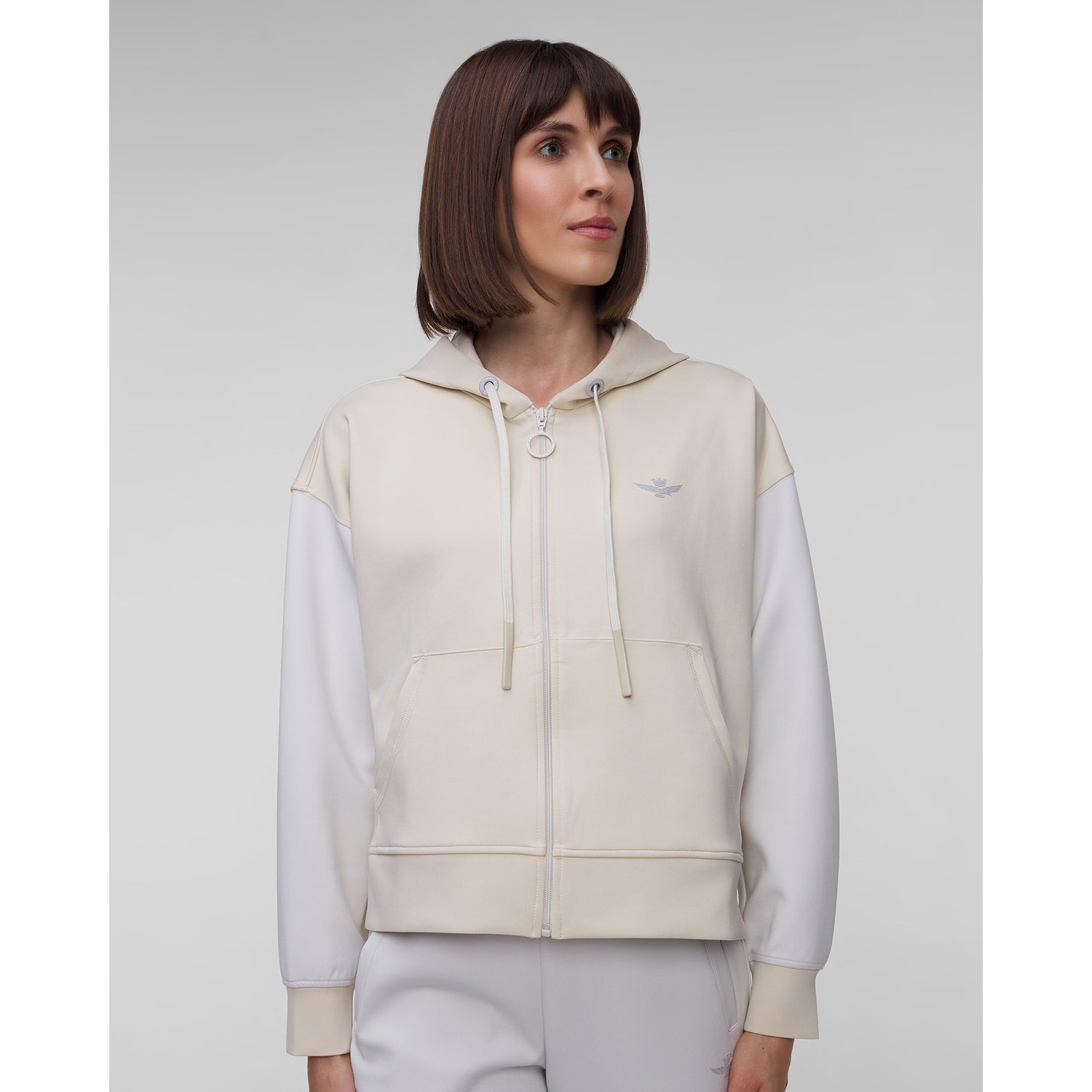 Beżowa Bluza Rozpinana Damska Aeronautica Militare