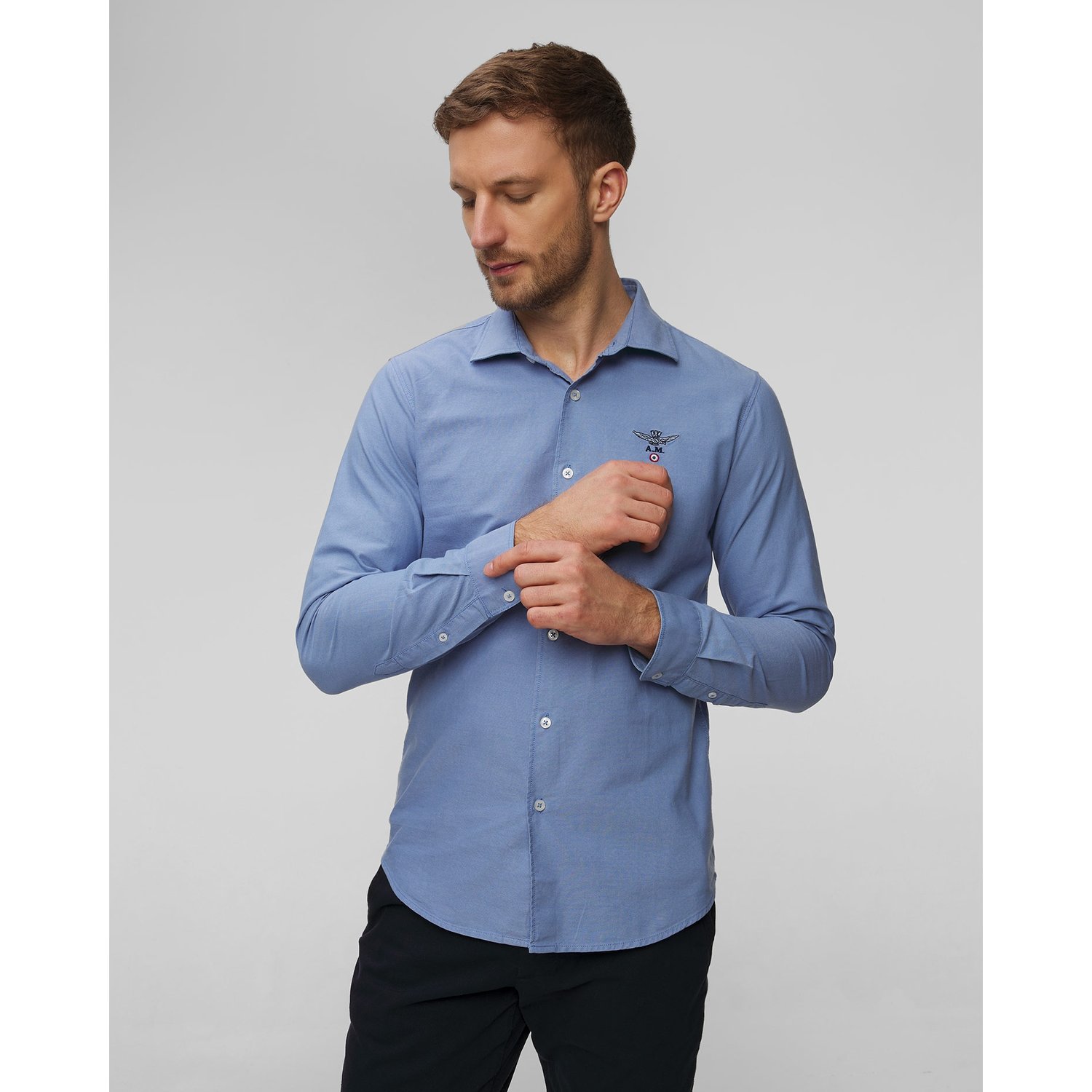 Niebieska Koszula Męska Aeronautica Militare