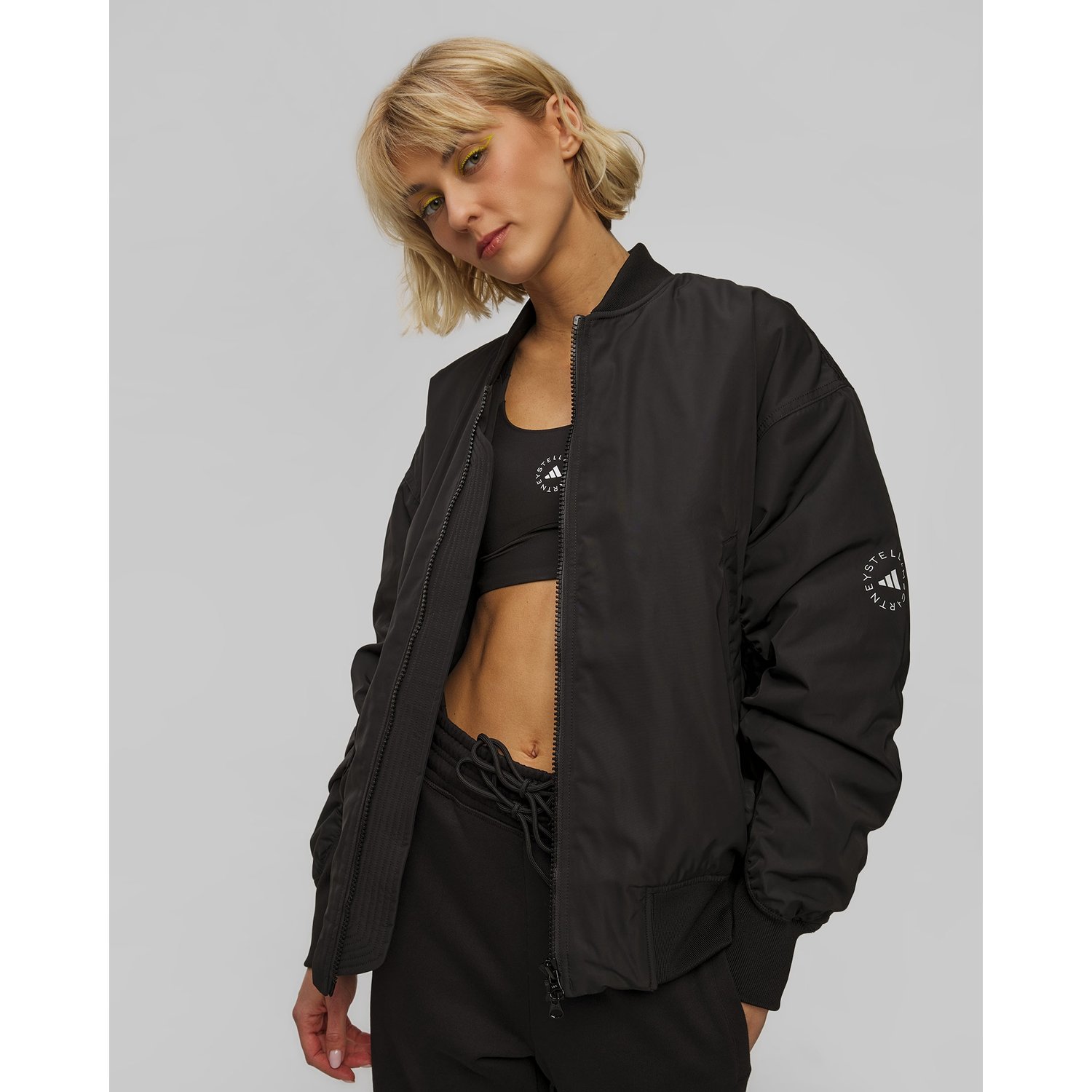 Czarna Kurtka Bomberka Damska Adidas By Stella Mccartney