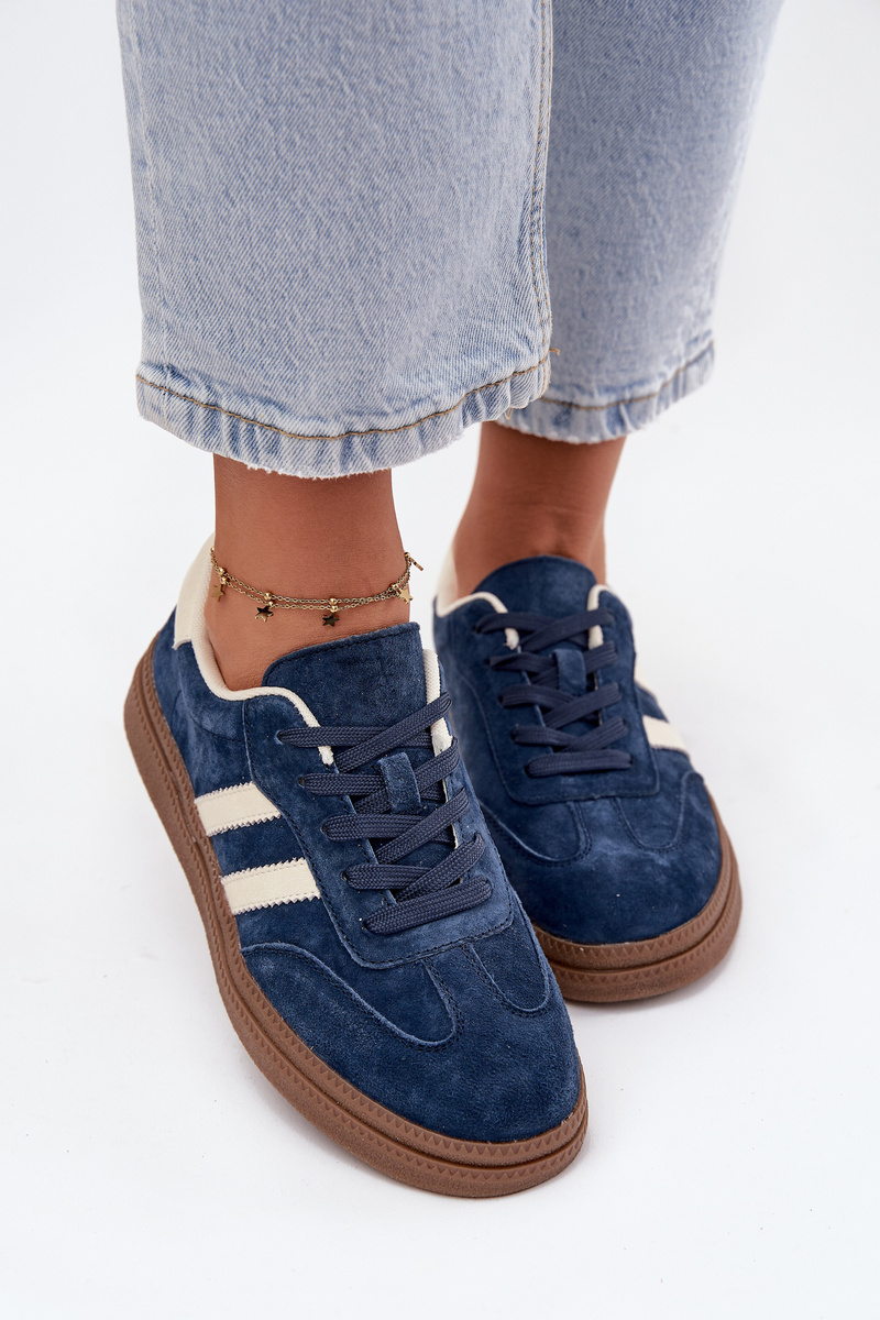 Butosklep Sneakersy Damskie Zamszowe Na Platformie Granatowe Sylviona