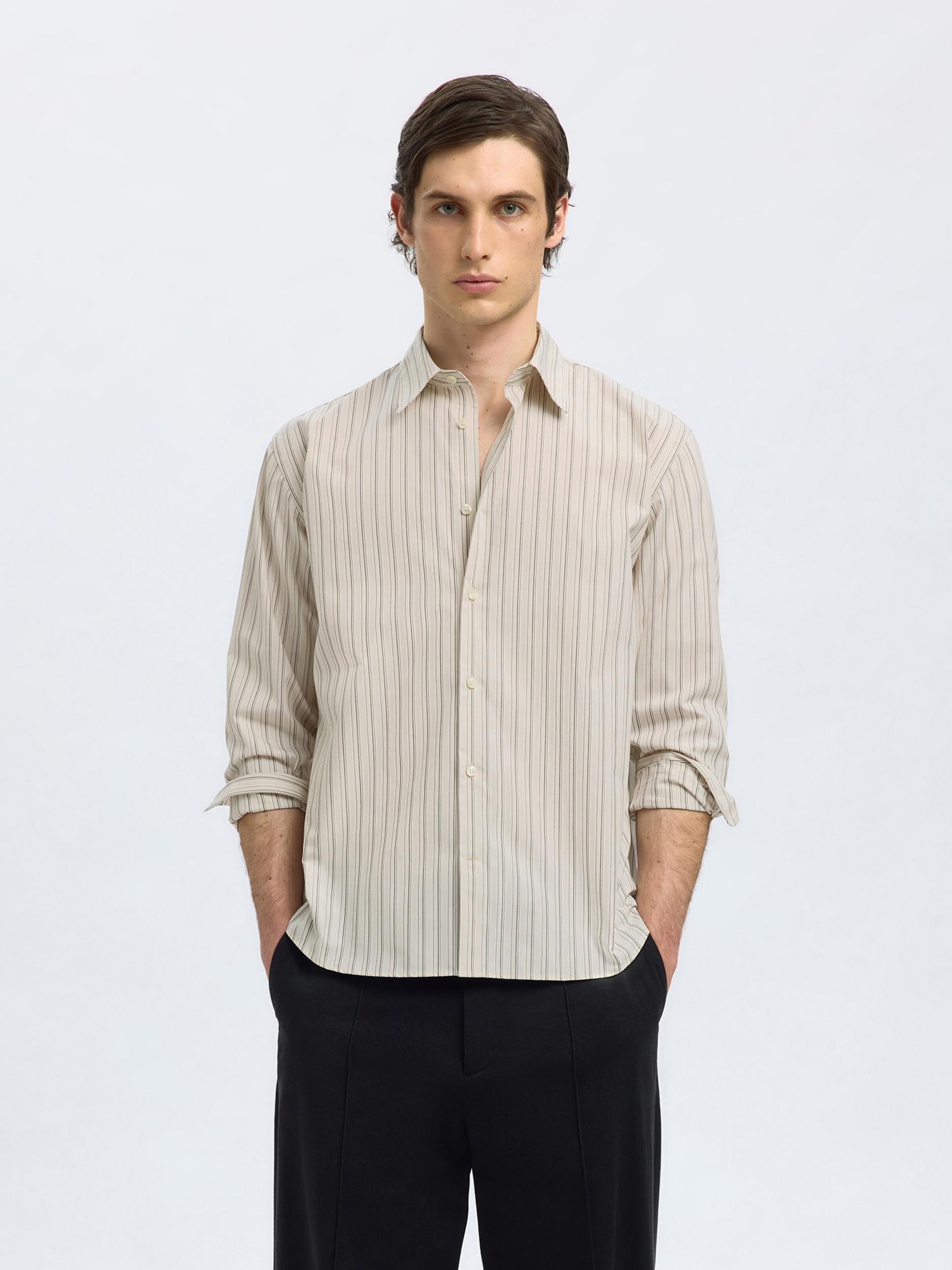 SELECTED Koszula 'SLHBen' ecru / czarny / biały