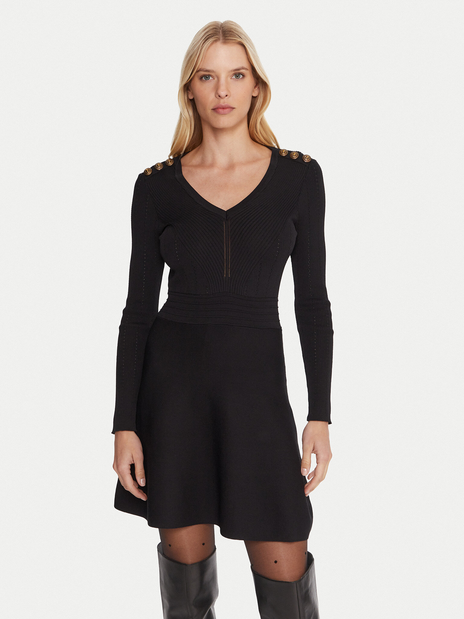 Gaudi Sukienka dzianinowa 521FD13008 Czarny Regular Fit