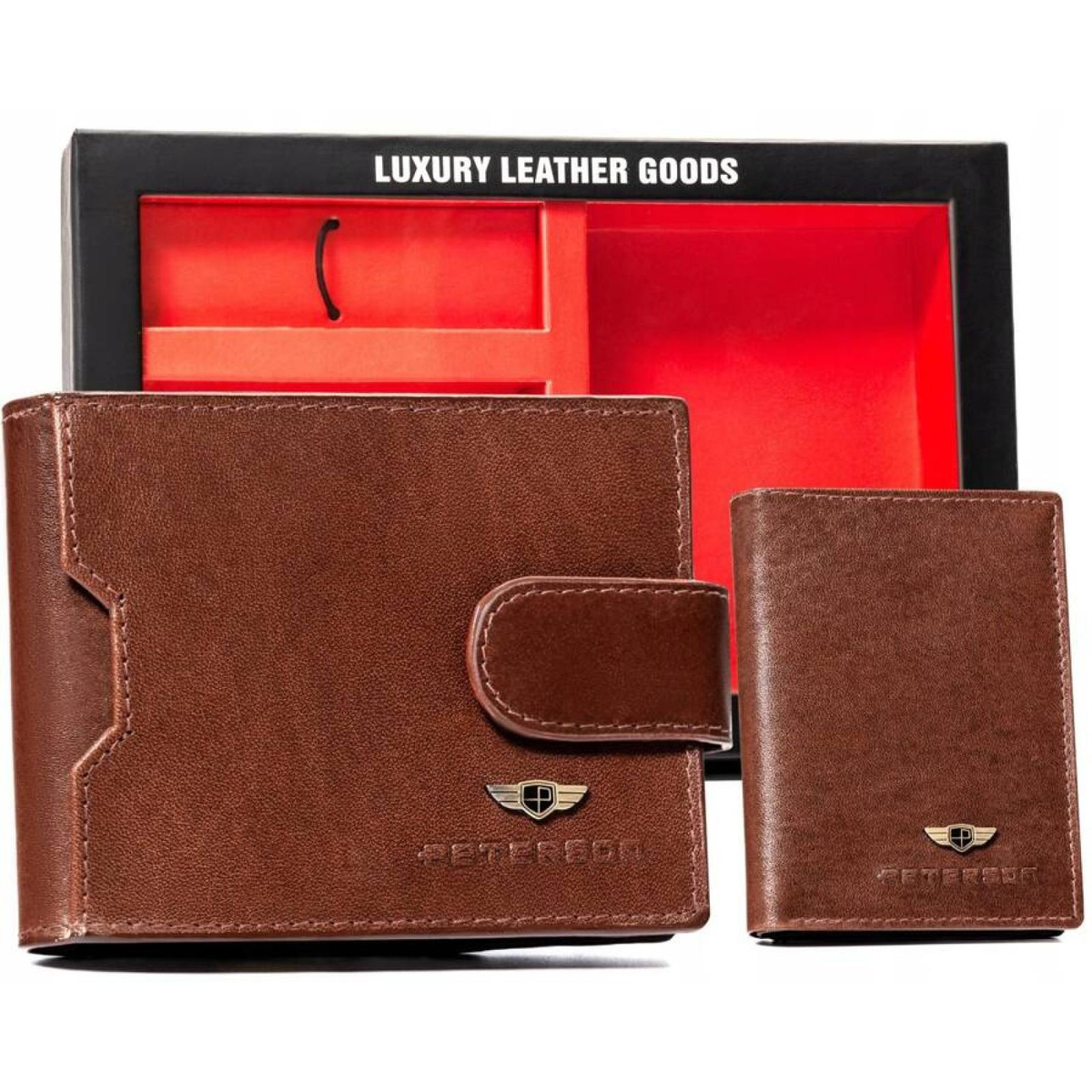 skóra naturalna Damski zestawy na prezent Peterson PTN SET3-N78L-VT BROWN