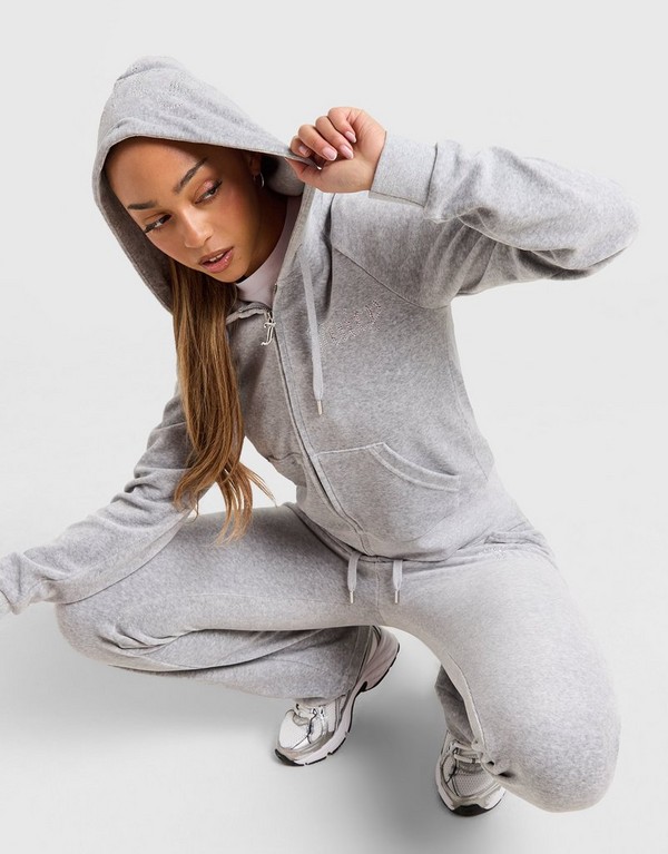 Juicy Couture Bluza Rozpinana Z Kapturem Dmnt Gmrl Damskie Ubrania Bluzy JCJDW298133 Szary