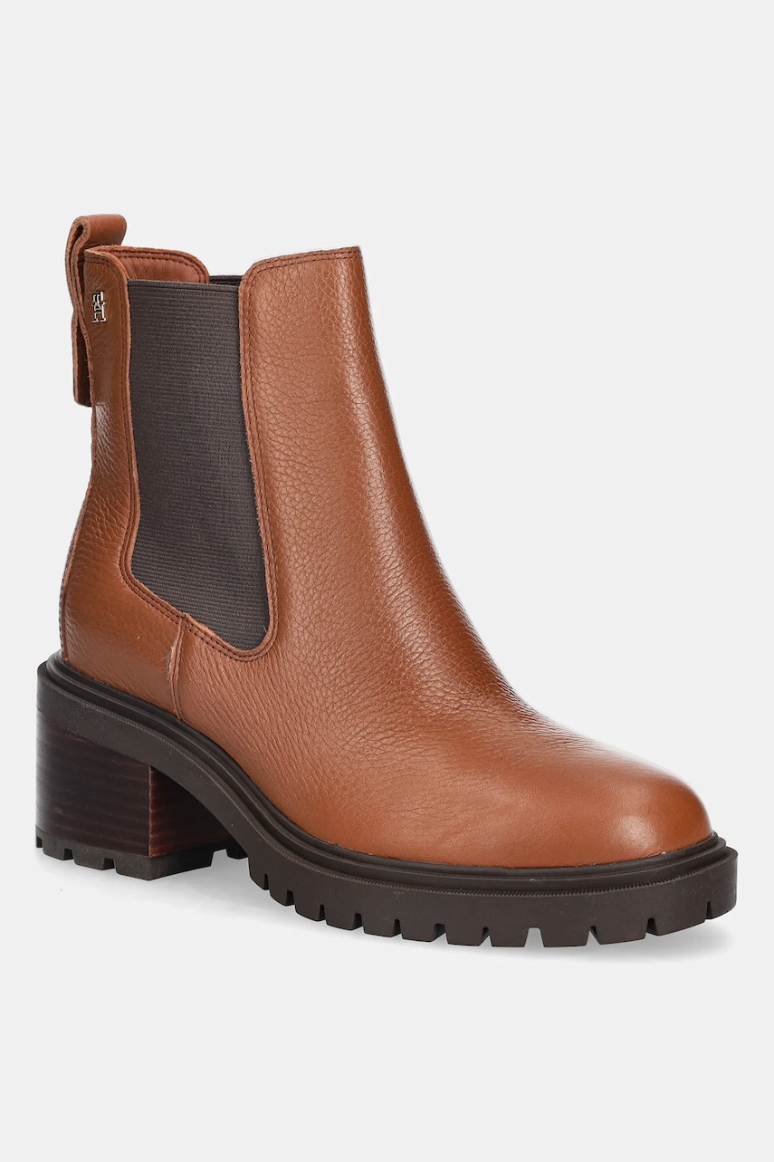 Tommy Hilfiger sztyblety skórzane TH LEATHER CHELSEA CLEATED HEEL