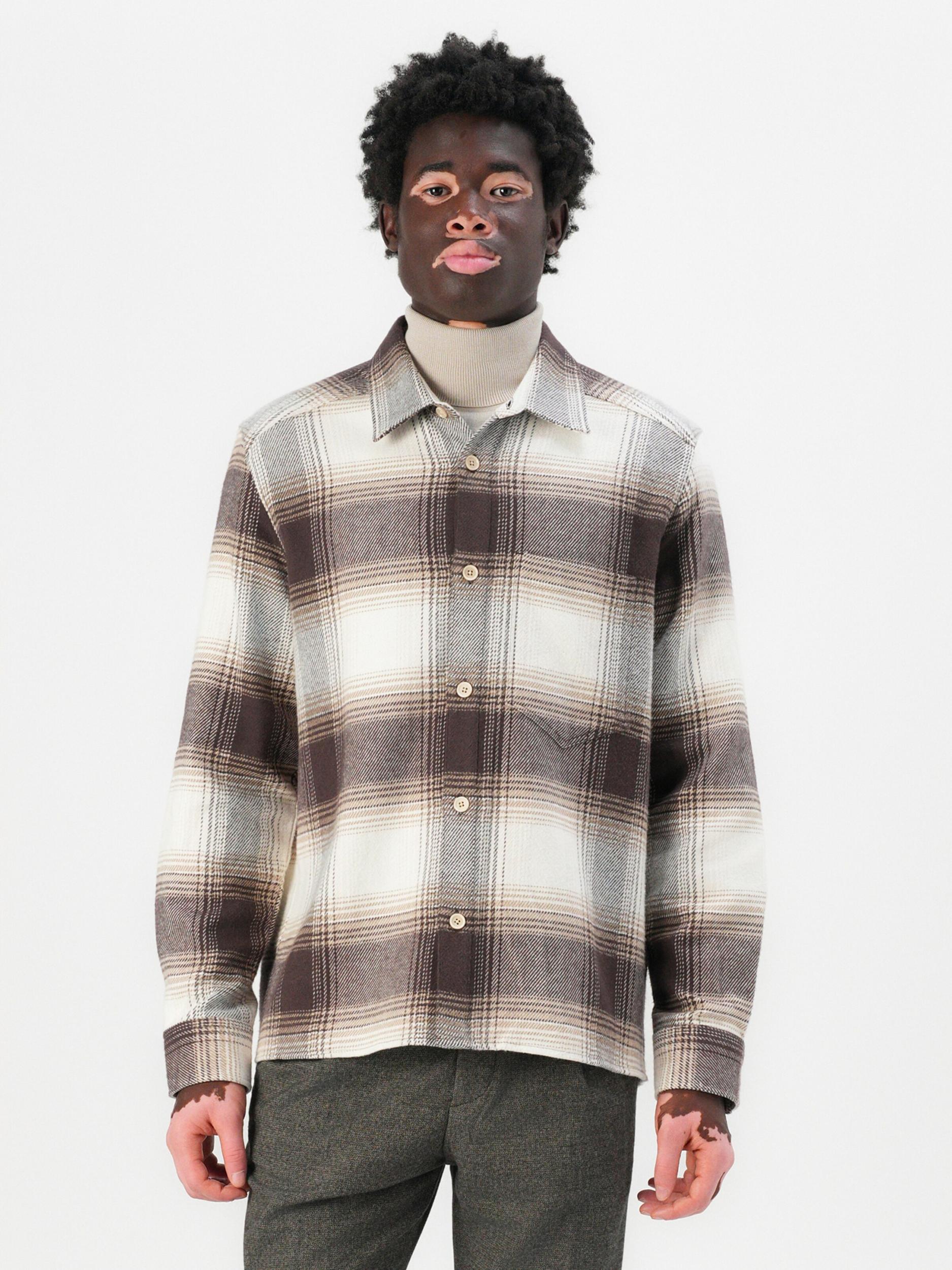 DRYKORN Koszula 'DIEGGO' beżowy / ciemnobrązowy / biały