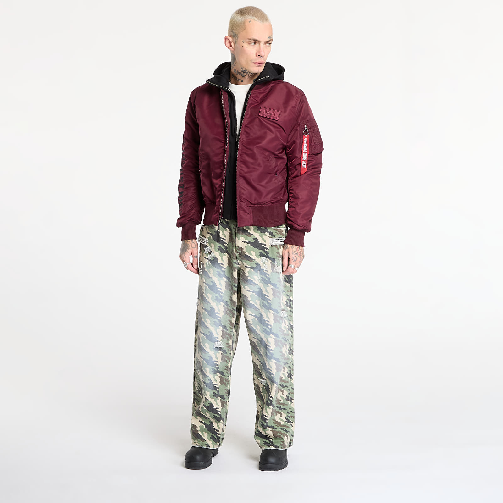 Kurtka Alpha Industries MA-1 D-Tec Sleeve Embroidery Dark Cherry M