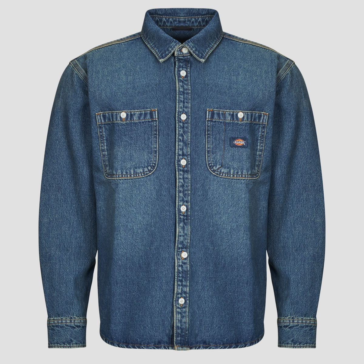 Dickies Koszule z długim rękawem MECHANIC DENIM SHIRT LS KHAKI TINTED BLUE