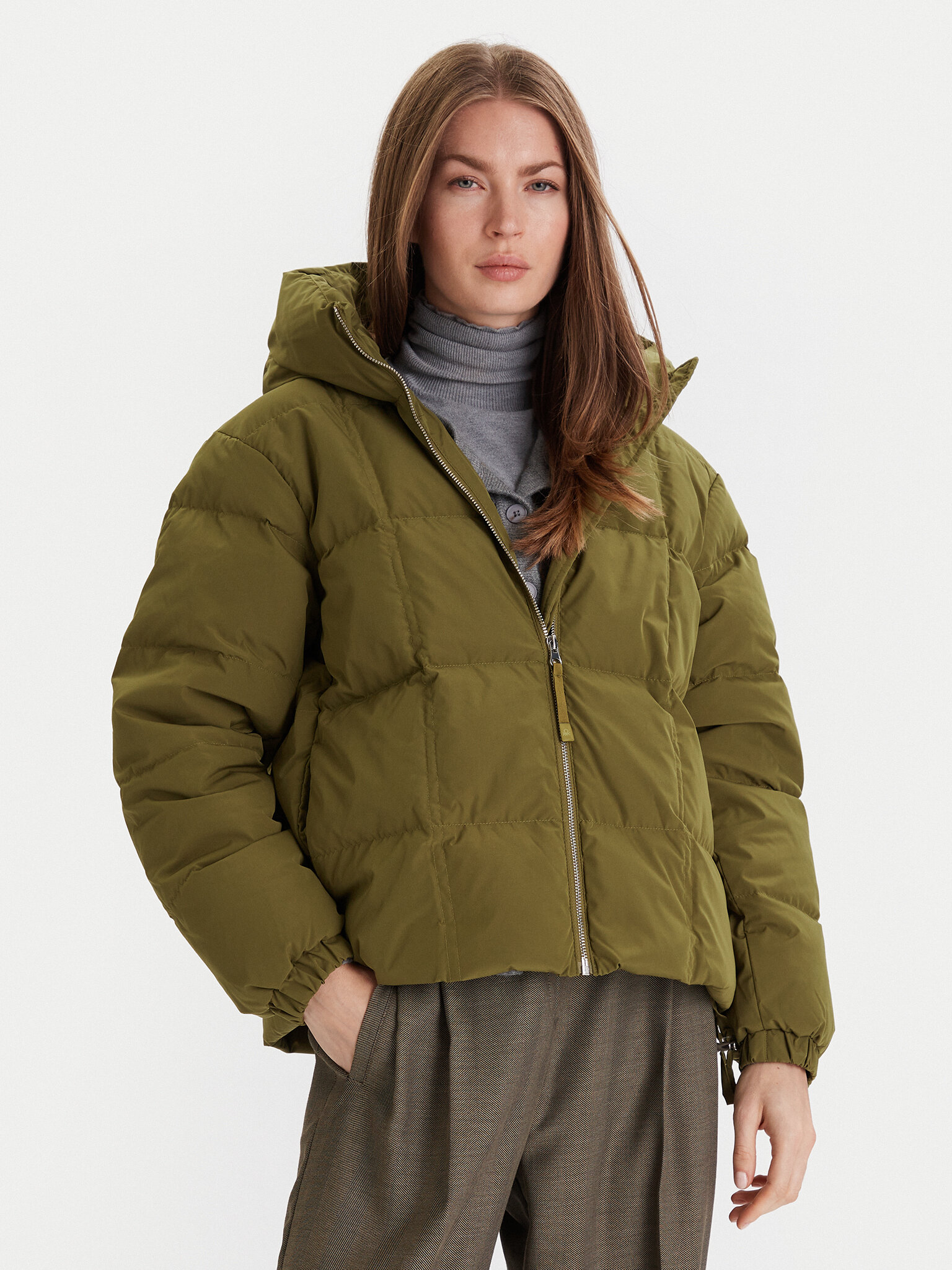 United Colors Of Benetton Kurtka puchowa 22T6DN086 Zielony Regular Fit