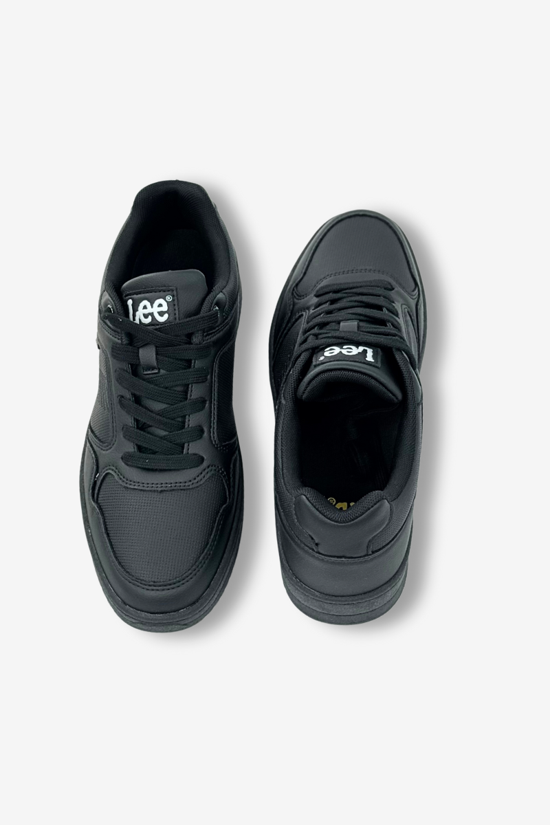 Lee Sneakersy męskie czarne z ekoskóry sznurowane