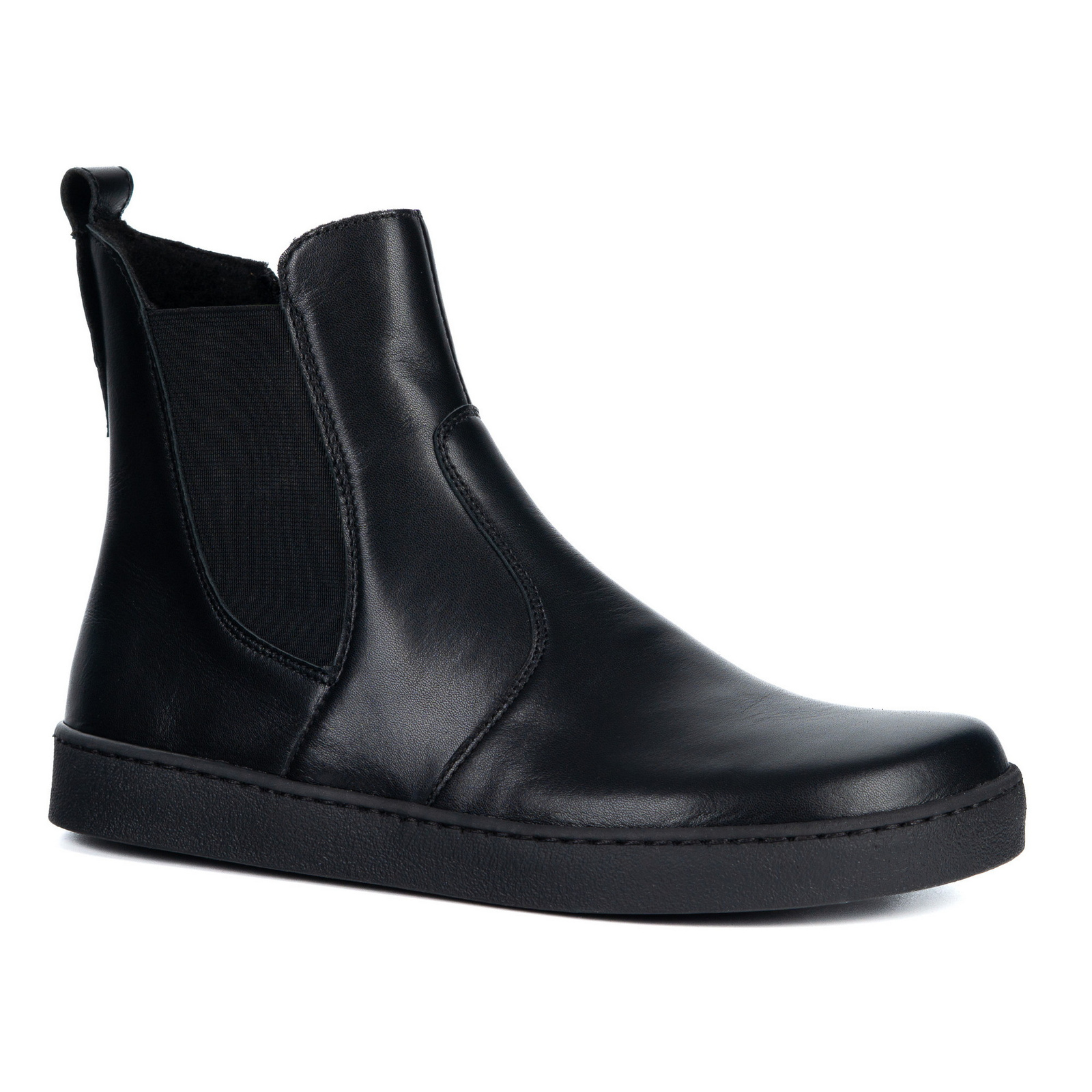 Olivier Damskie sztyblety barefoot Brooke na grubszym spodzie czarne