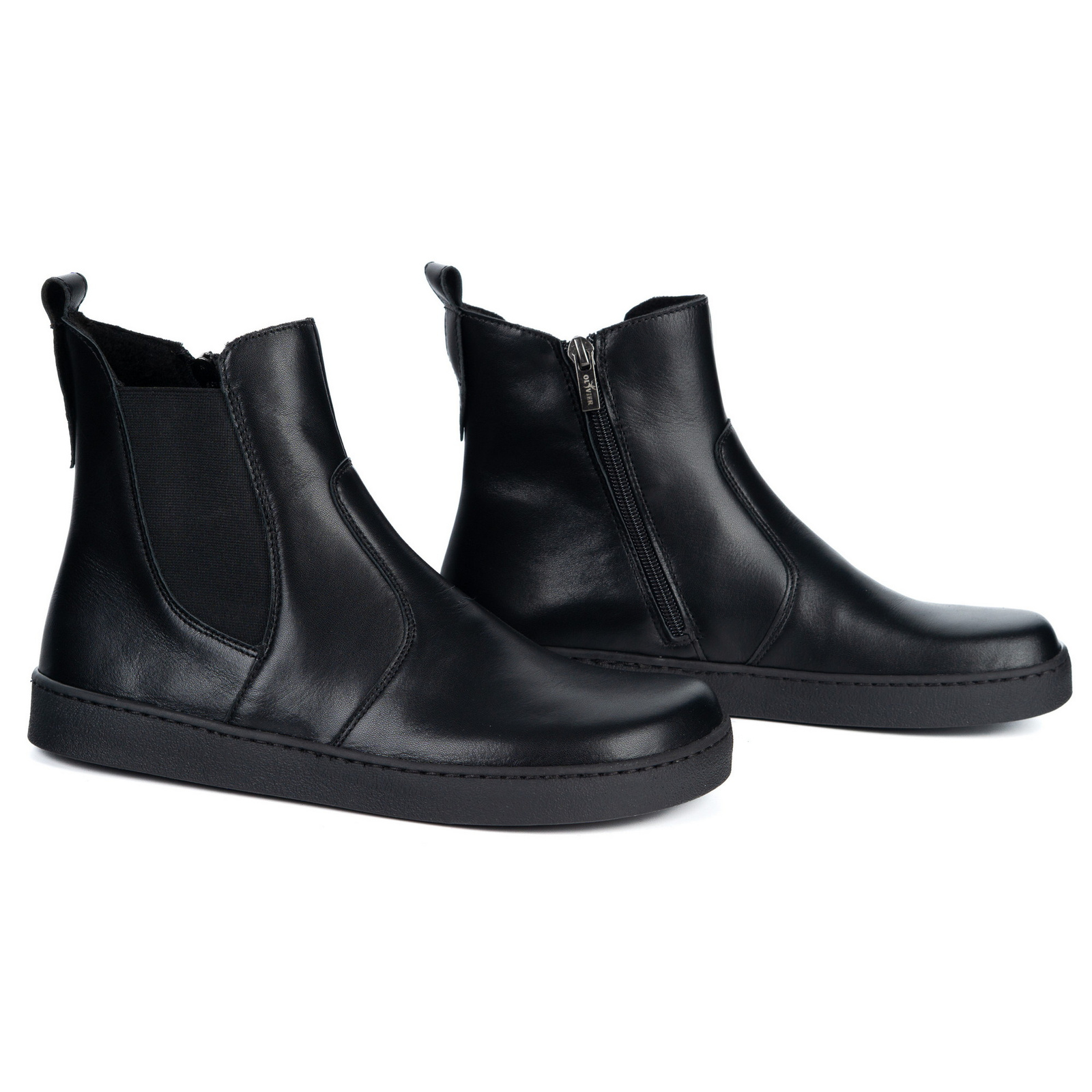 Olivier Damskie sztyblety barefoot Brooke na grubszym spodzie czarne