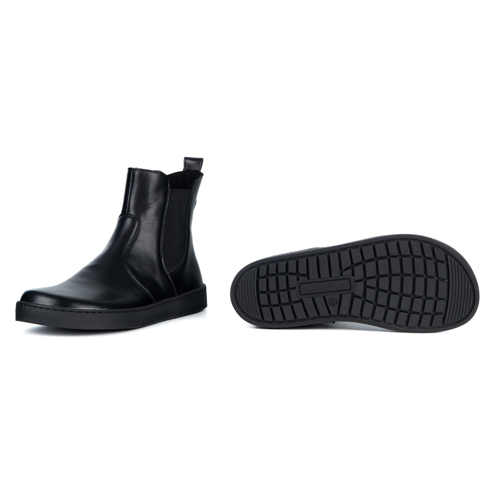 Olivier Damskie sztyblety barefoot Brooke na grubszym spodzie czarne