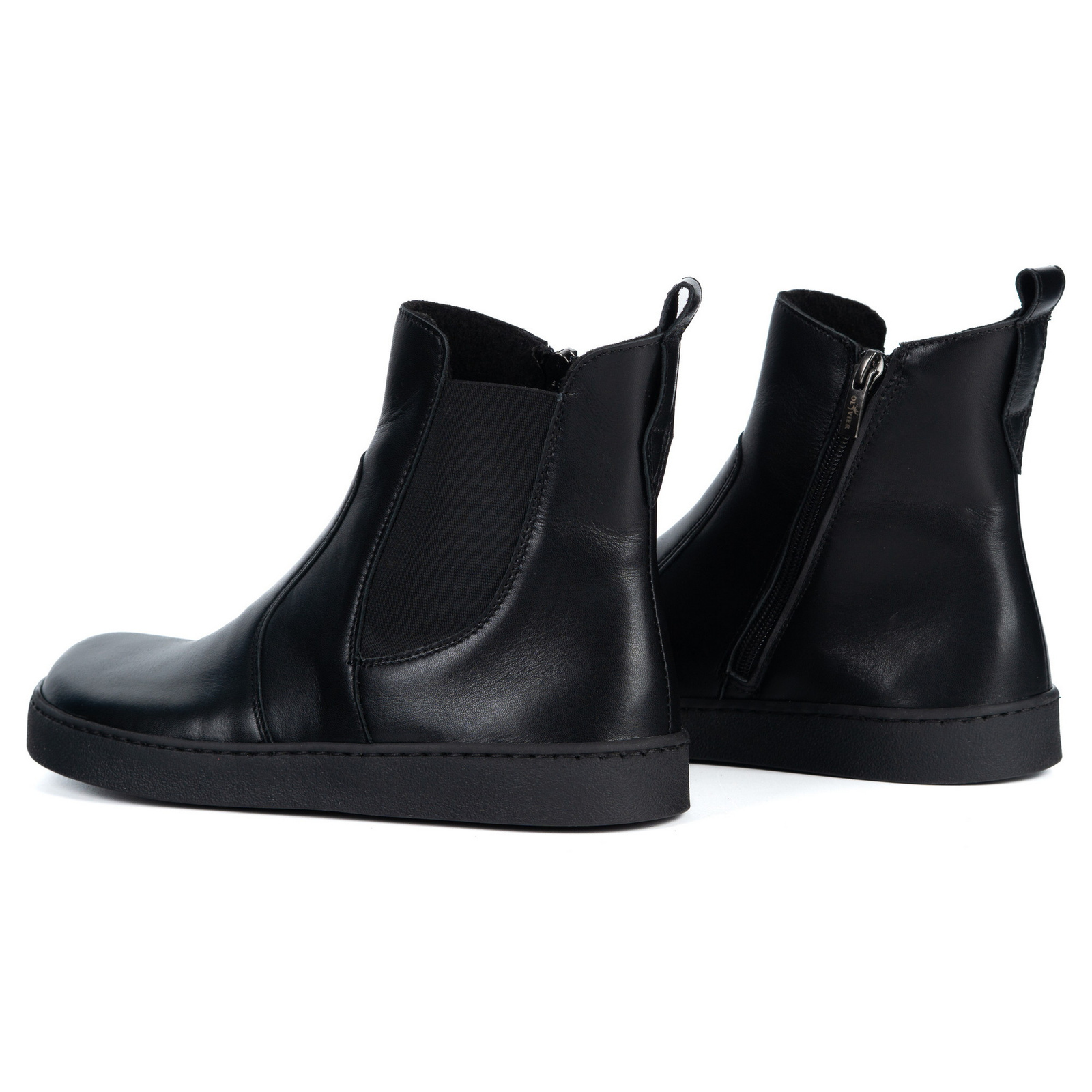 Olivier Damskie sztyblety barefoot Brooke na grubszym spodzie czarne