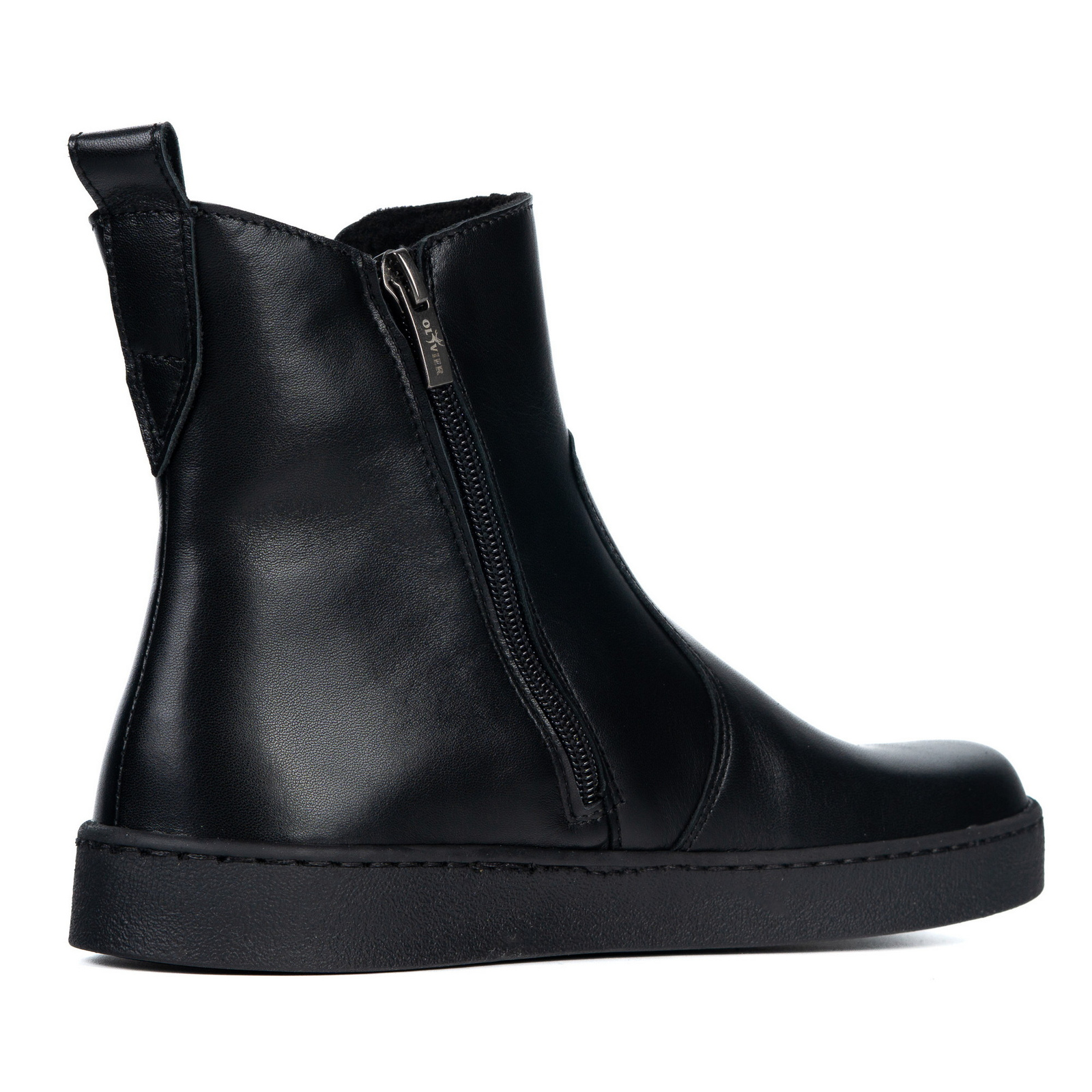 Olivier Damskie sztyblety barefoot Brooke na grubszym spodzie czarne