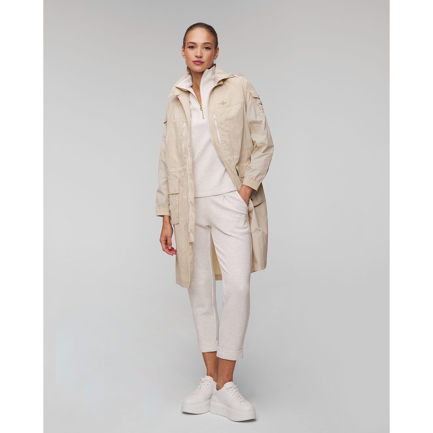 Beżowa Parka Damska Aeronautica Militare