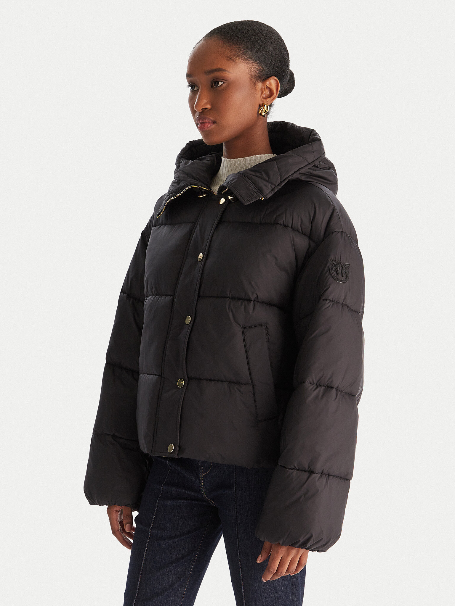 PINKO Kurtka damska Imparso Imbottito 105656 A2TF Czarny Regular Fit