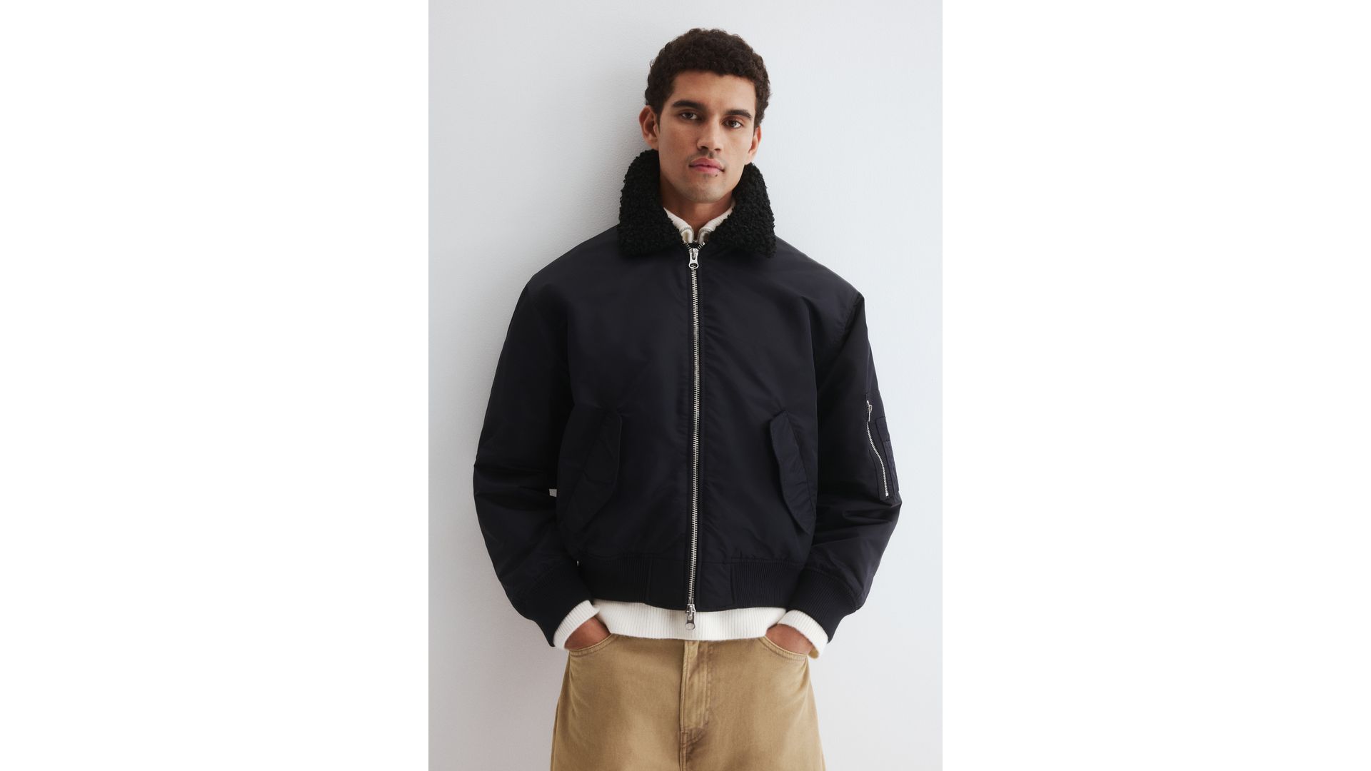 H&M - Nylonowa kurtka bomberka Loose Fit - Niebieski