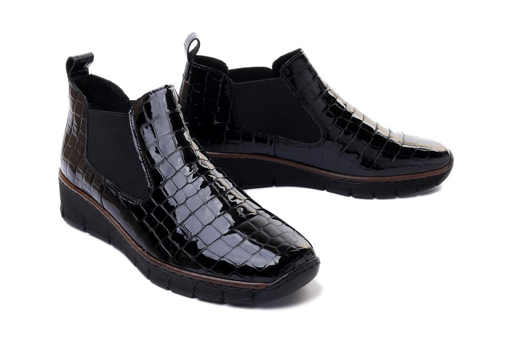 RIEKER 53794-01 black, botki/sztyblety damskie