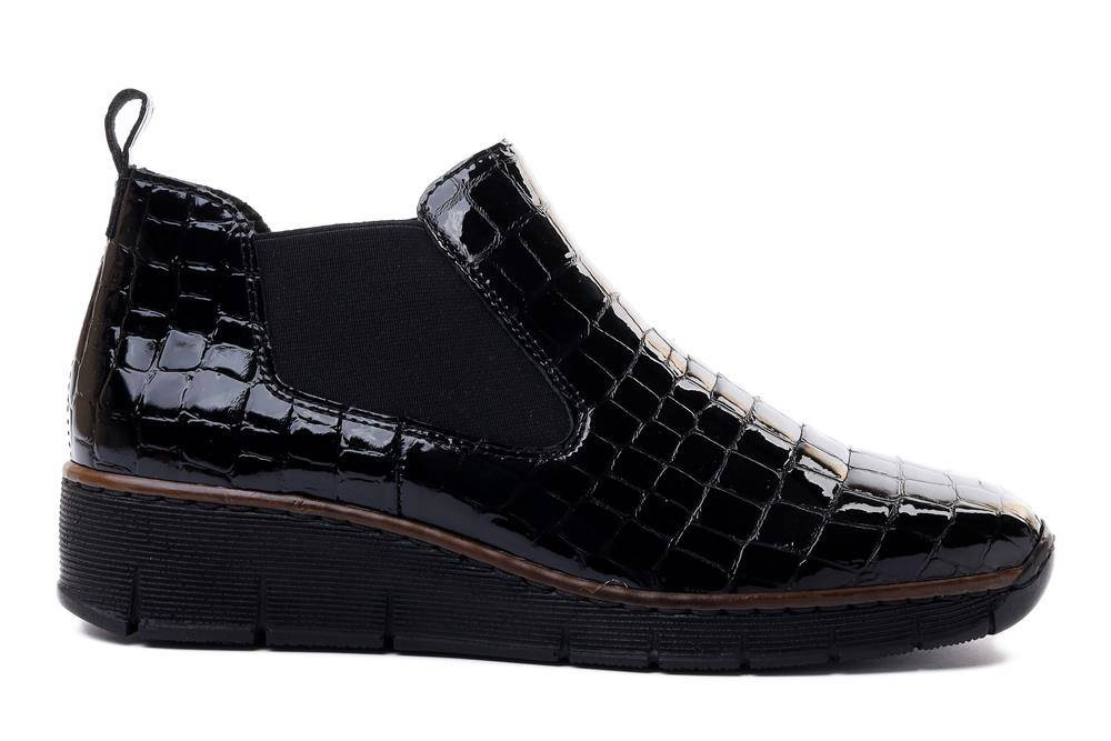 RIEKER 53794-01 black, botki/sztyblety damskie
