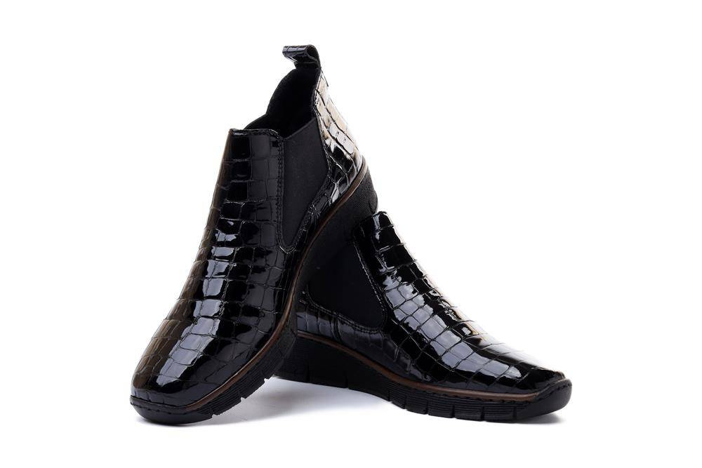 RIEKER 53794-01 black, botki/sztyblety damskie