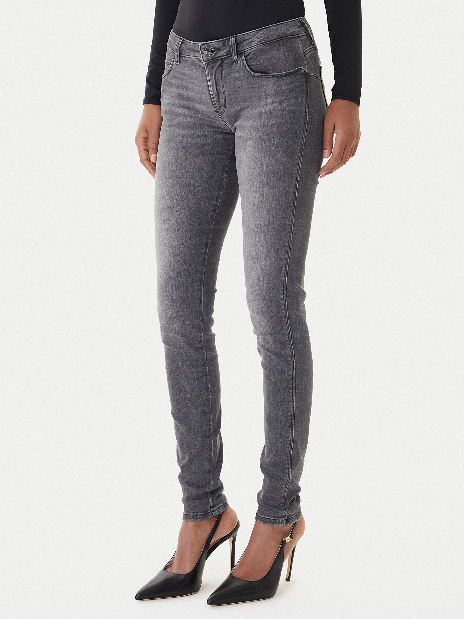 Guess Jeansy W2YAJ2 D4PZ2 Szary Skinny Fit