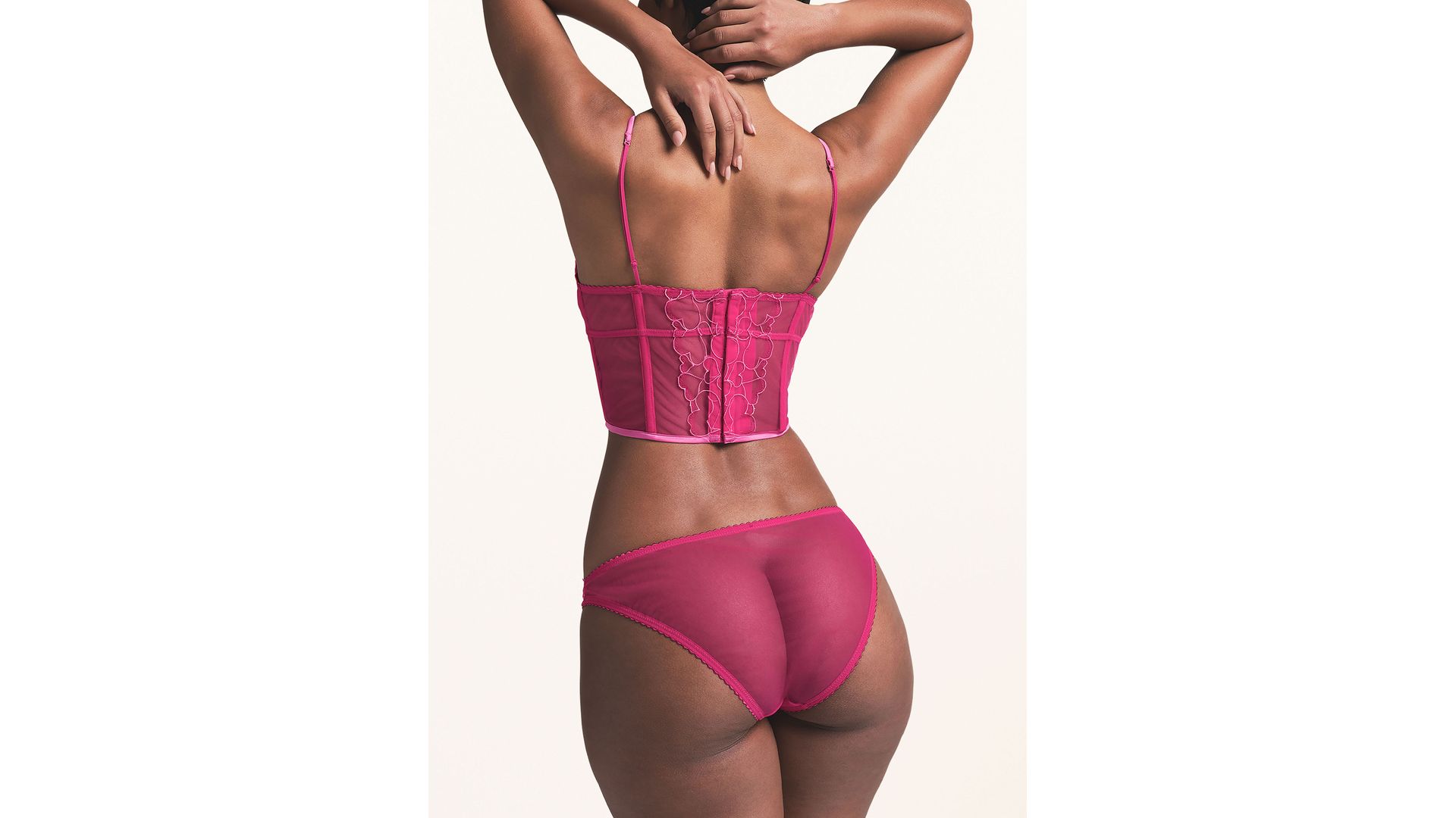 Skims Gorset Embroidered Tulle rot