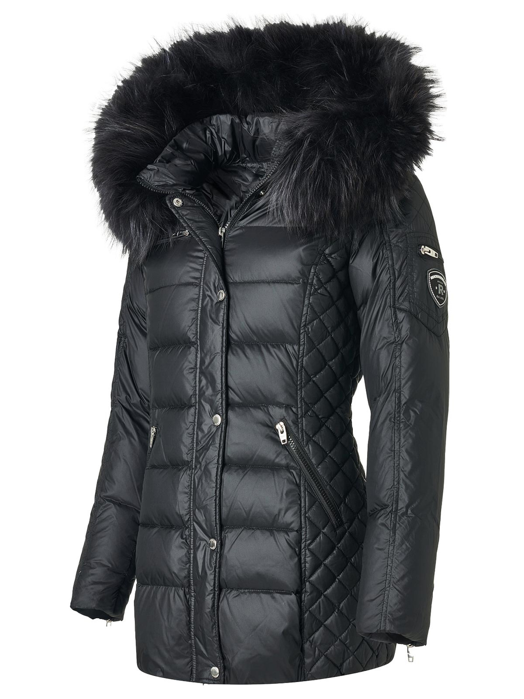 ROCKANDBLUE BEAM MID 75 cm - Kurtka puchowa z kapturem i kołnierzem z jenota