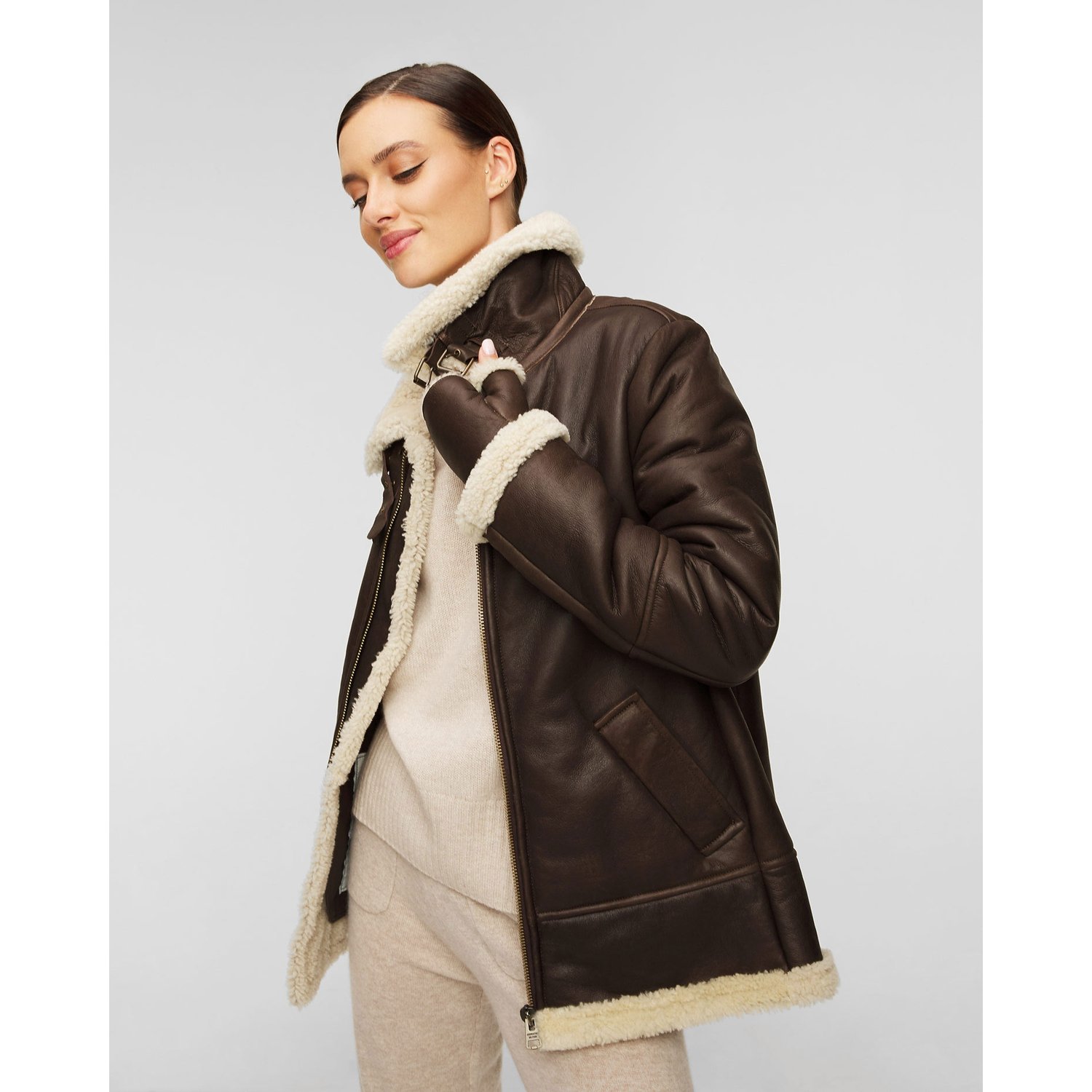 Kurtka Skórzana Z Rękawiczkami Damska Aeronautica Militare