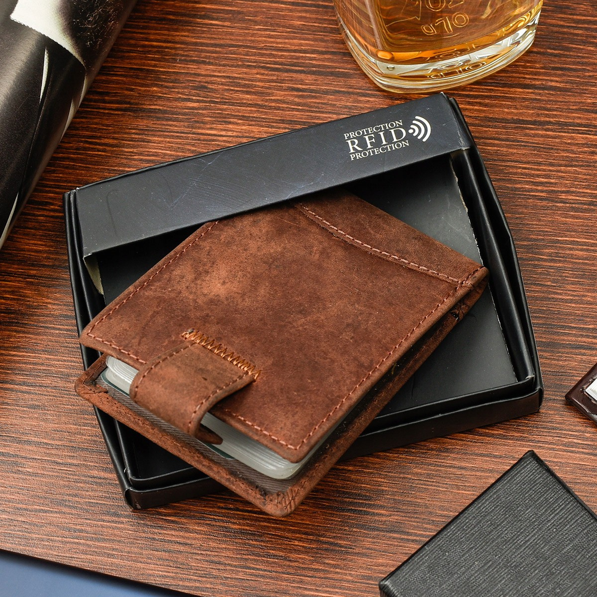 Beltimore Etui skórzane na dokumenty karty wizytownik RFiD ciemny brąz C85