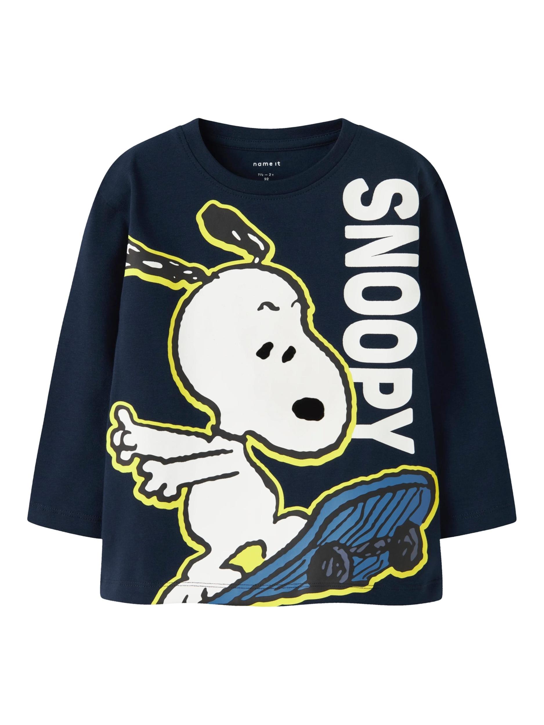 NAME IT Koszulka 'NMMDENIS SNOOPY' granatowy / ciemny niebieski / żółty / biały