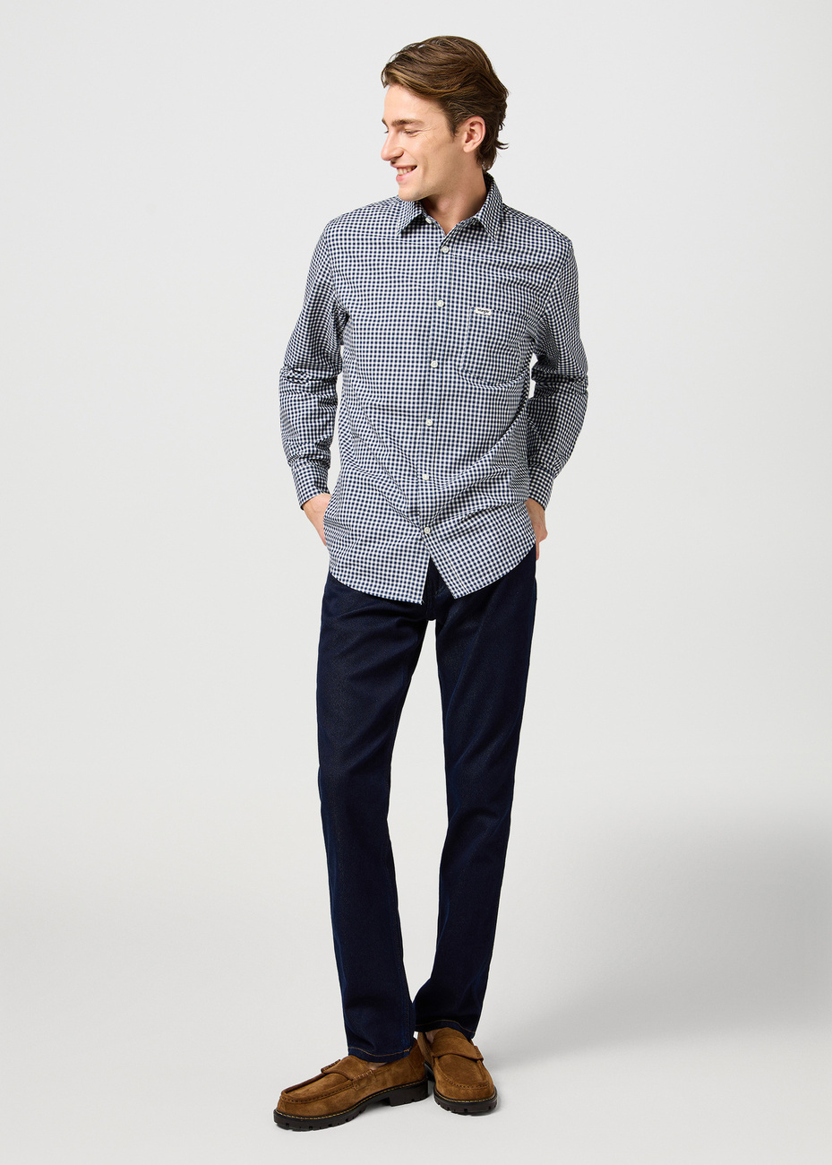 MESKA KOSZULA WRANGLER 1 PKT SHIRT NAVY GINGHAM 112362904