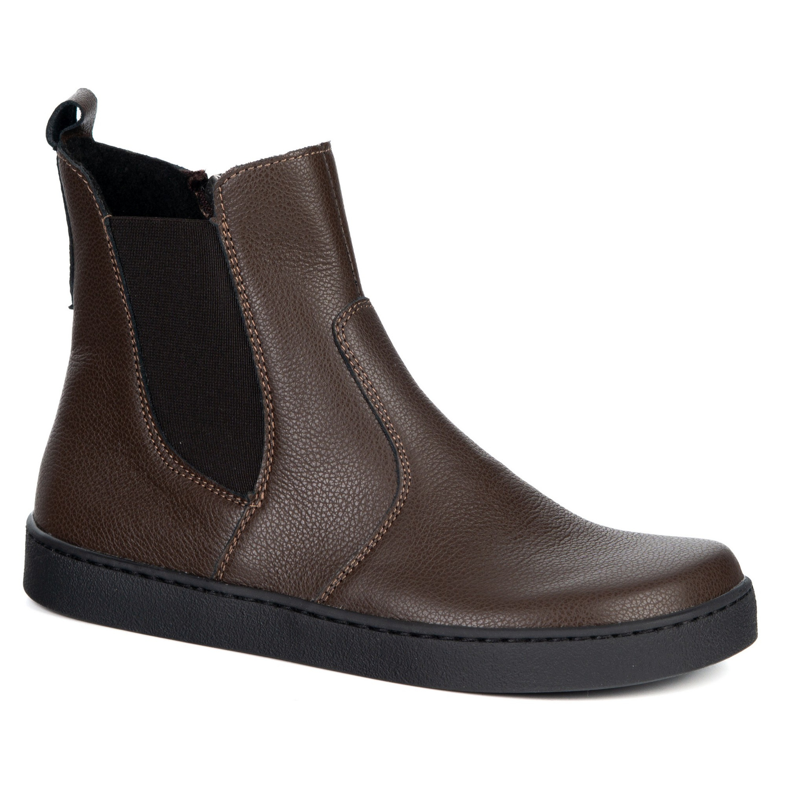 Olivier Damskie sztyblety barefoot Brooke na grubszym spodzie brązowe