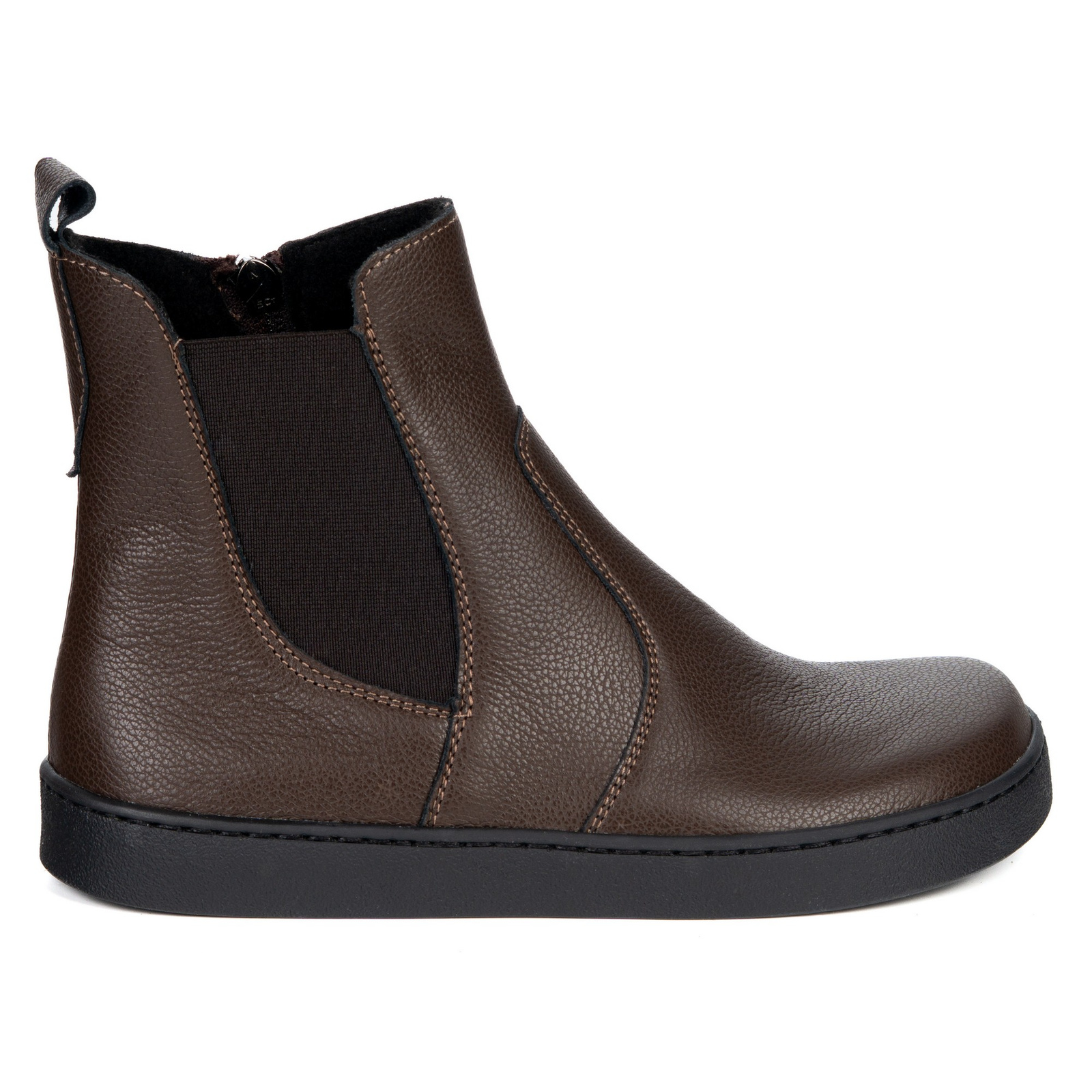 Olivier Damskie sztyblety barefoot Brooke na grubszym spodzie brązowe