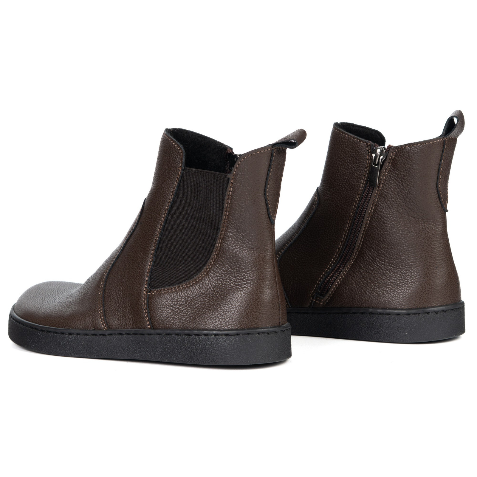 Olivier Damskie sztyblety barefoot Brooke na grubszym spodzie brązowe