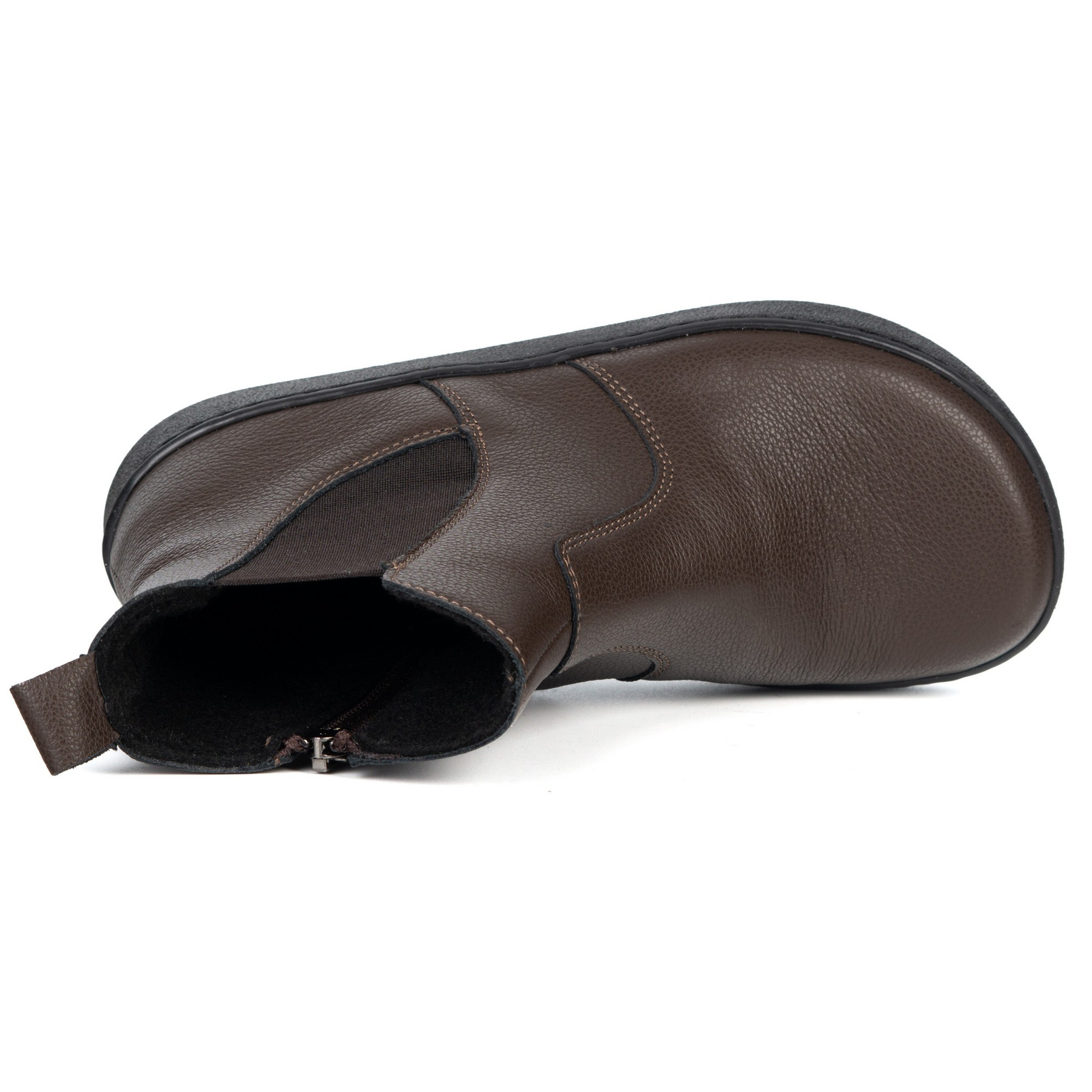 Olivier Damskie sztyblety barefoot Brooke na grubszym spodzie brązowe