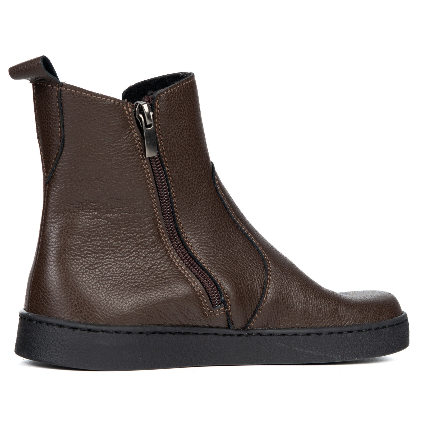 Olivier Damskie sztyblety barefoot Brooke na grubszym spodzie brązowe