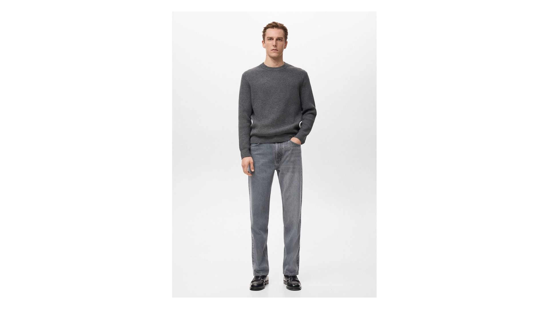 MANGO MAN - Dżinsy Moby straight fit jasnoszary denim - 38 - Mężczyzna