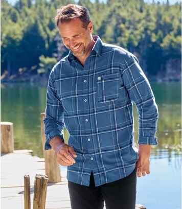 Zestaw 2 flanelowych koszul w kratę Atlas For Men Niebieski