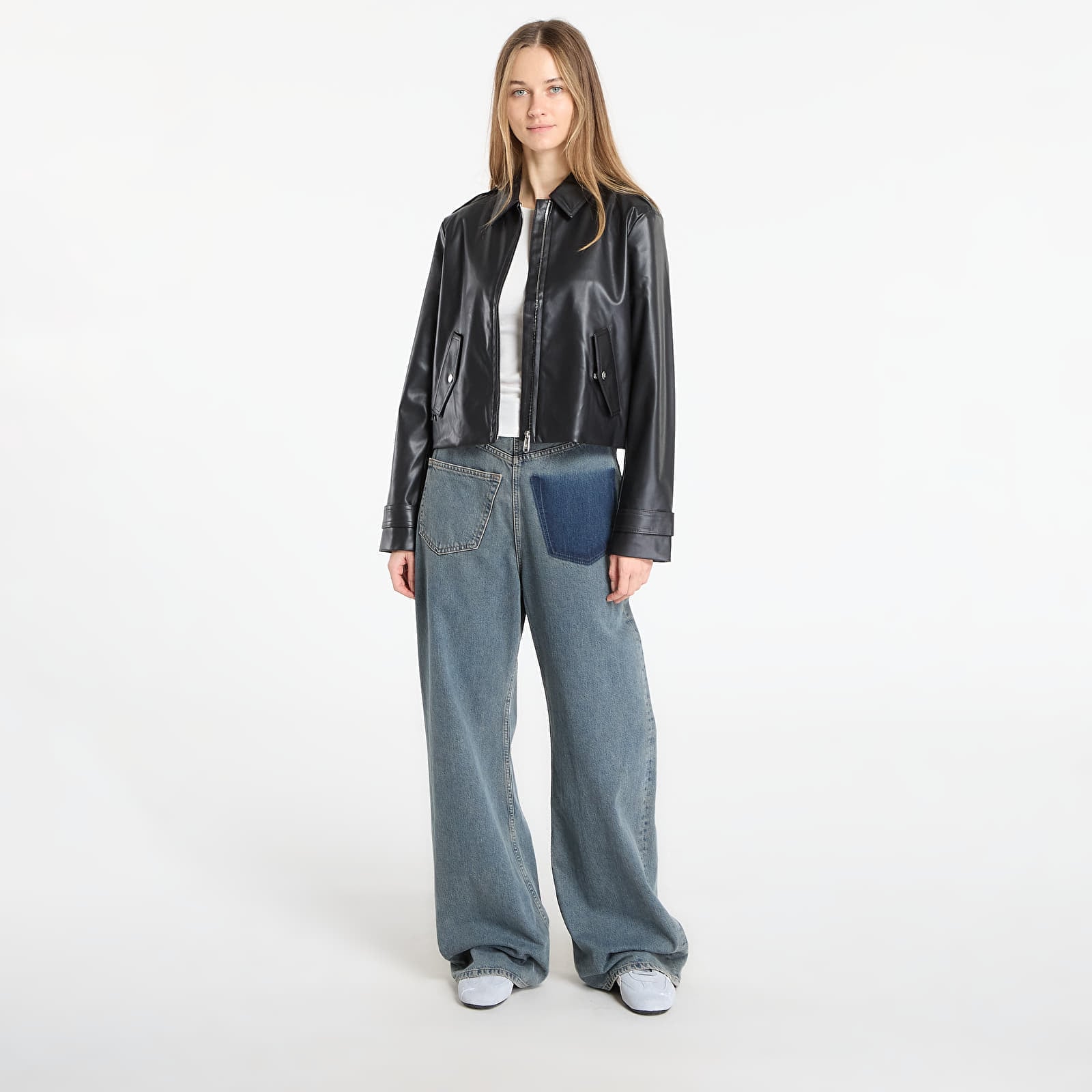 Kurtka Calvin Klein Jeans Leather Moto Jacket Black XS