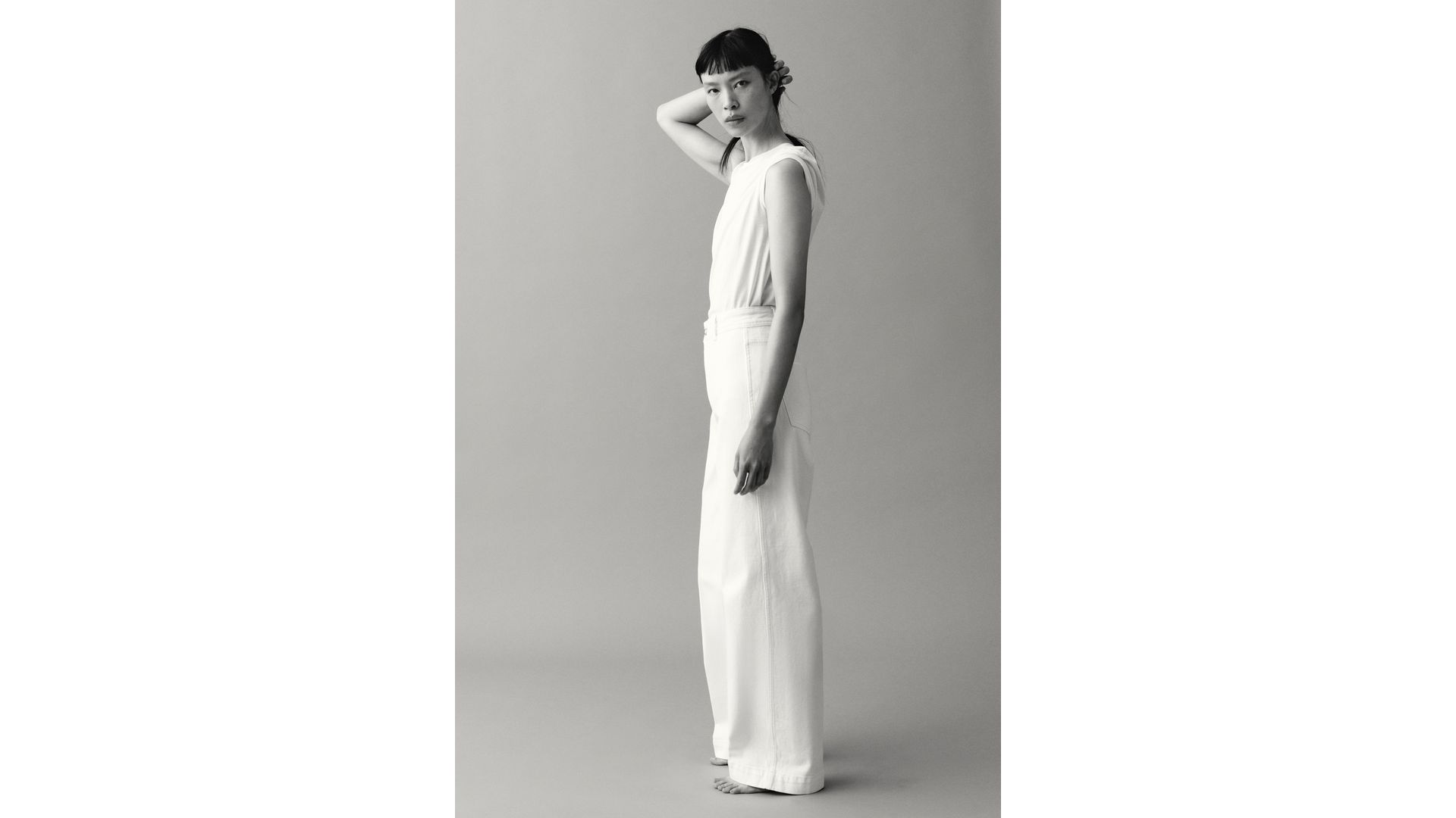 H&M - Wide High Jeans - Biały