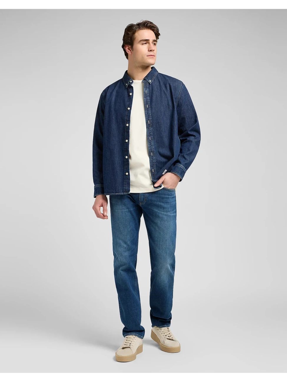 MESKA KOSZULA JEANSOWA LEE NO POCKET BUTTON DOWN BLUE RIDGE 112370477