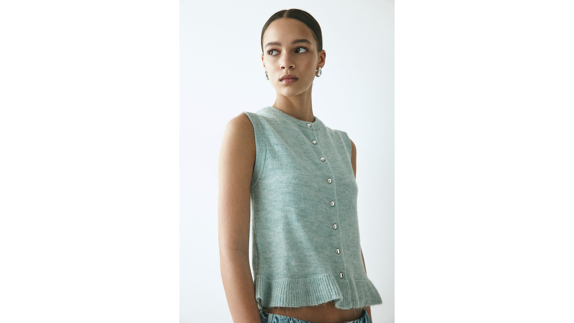 H&M - Dzianinowa kamizelka - Turkusowy