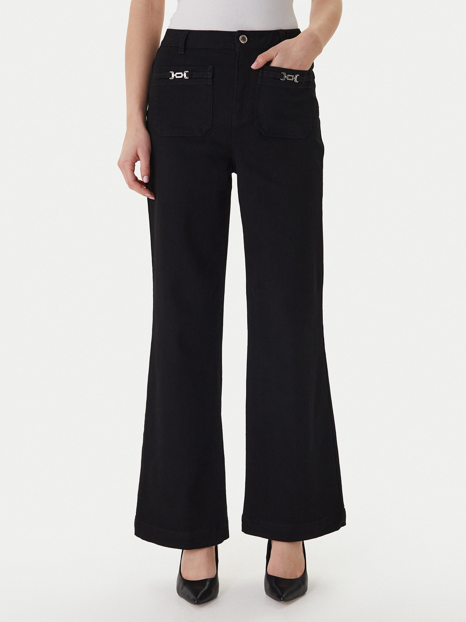 Morgan Jeansy 261-PSOFT1 Czarny Wide Leg