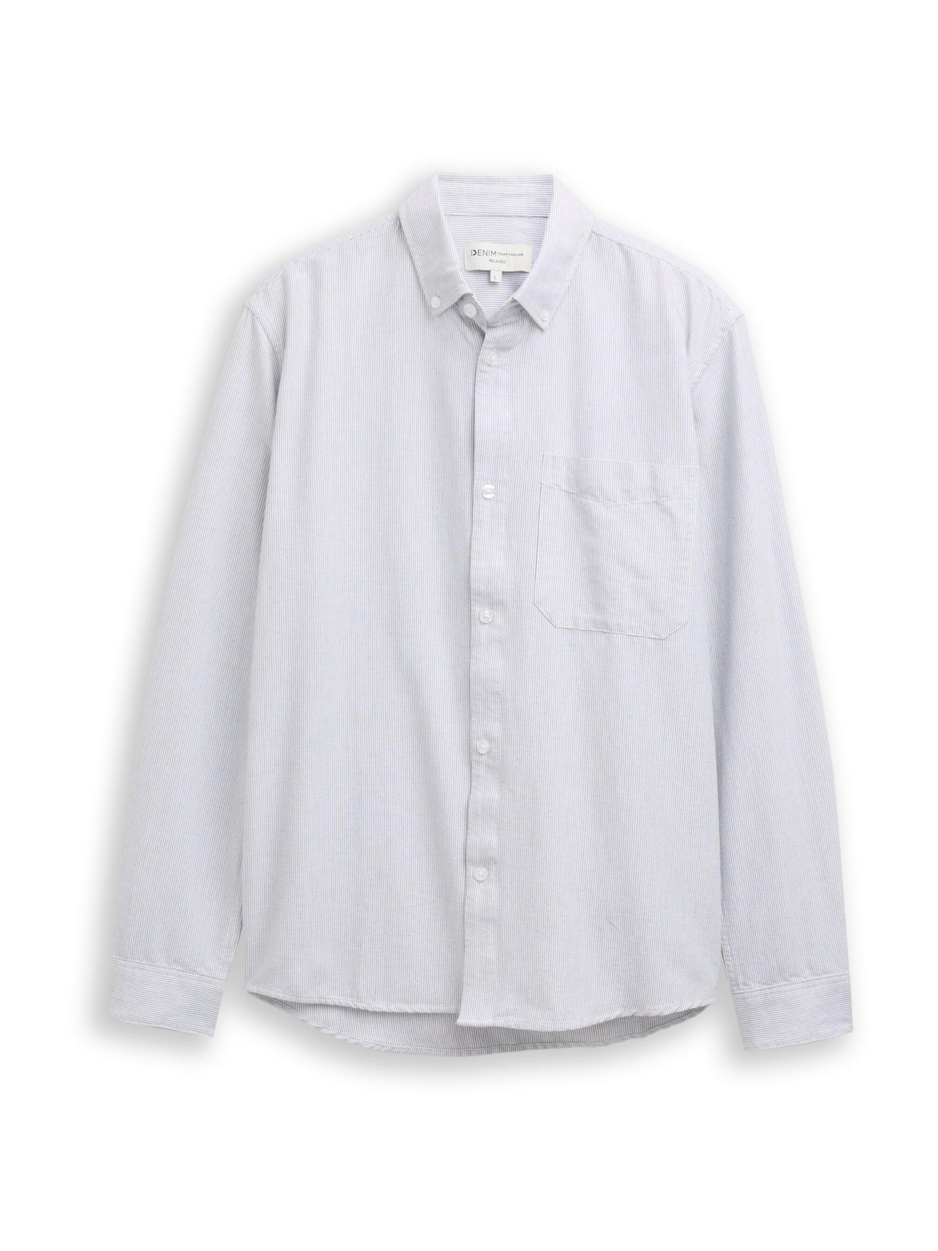 TOM TAILOR DENIM Koszula jasnoszary / czarny