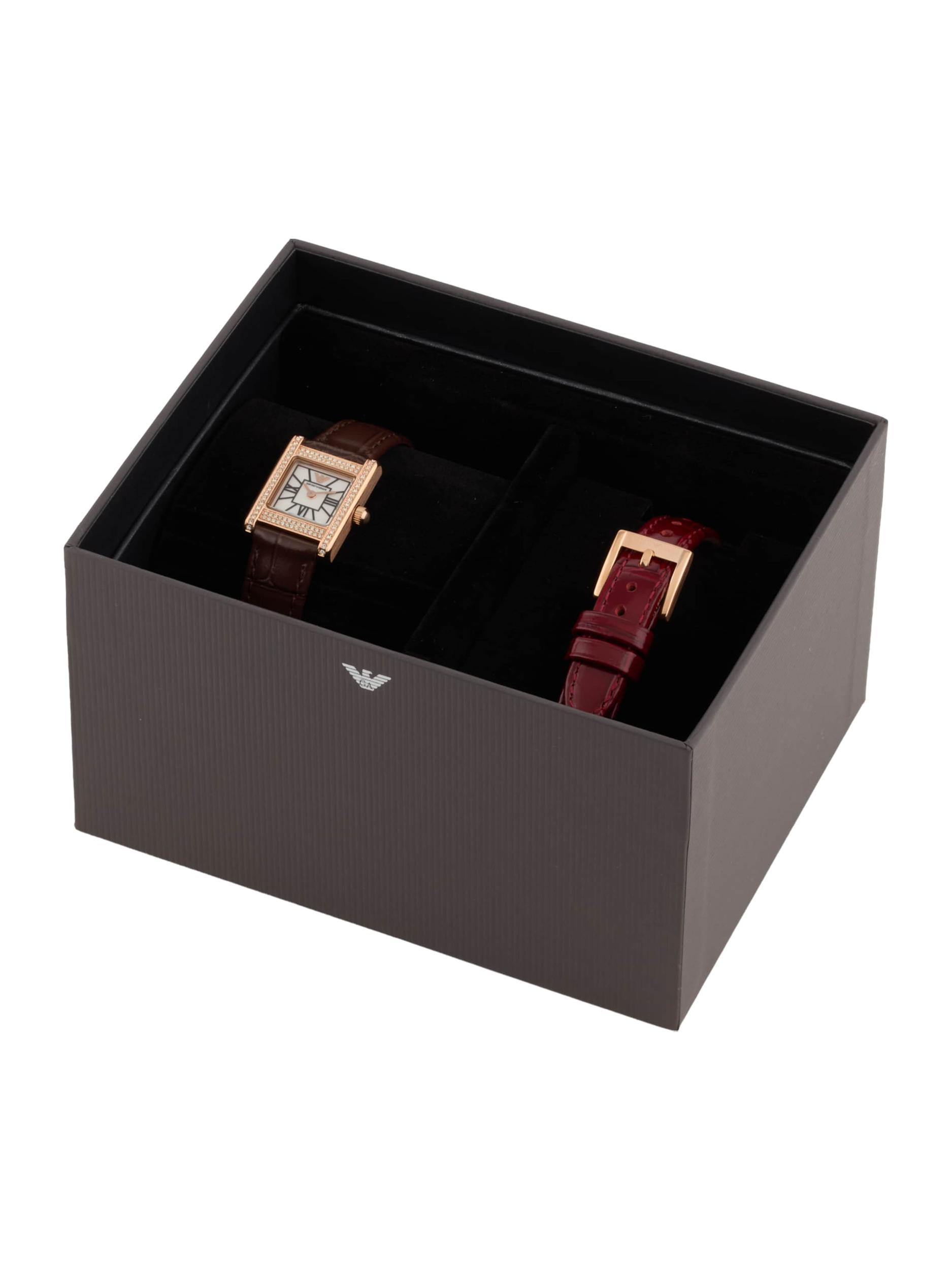 Emporio Armani Zegarek analogowy ciemnobrązowy / różowe złoto