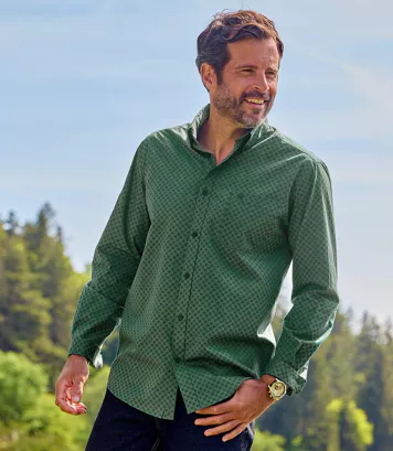 Koszula z popeliny w drobne wzory Atlas For Men Zielony