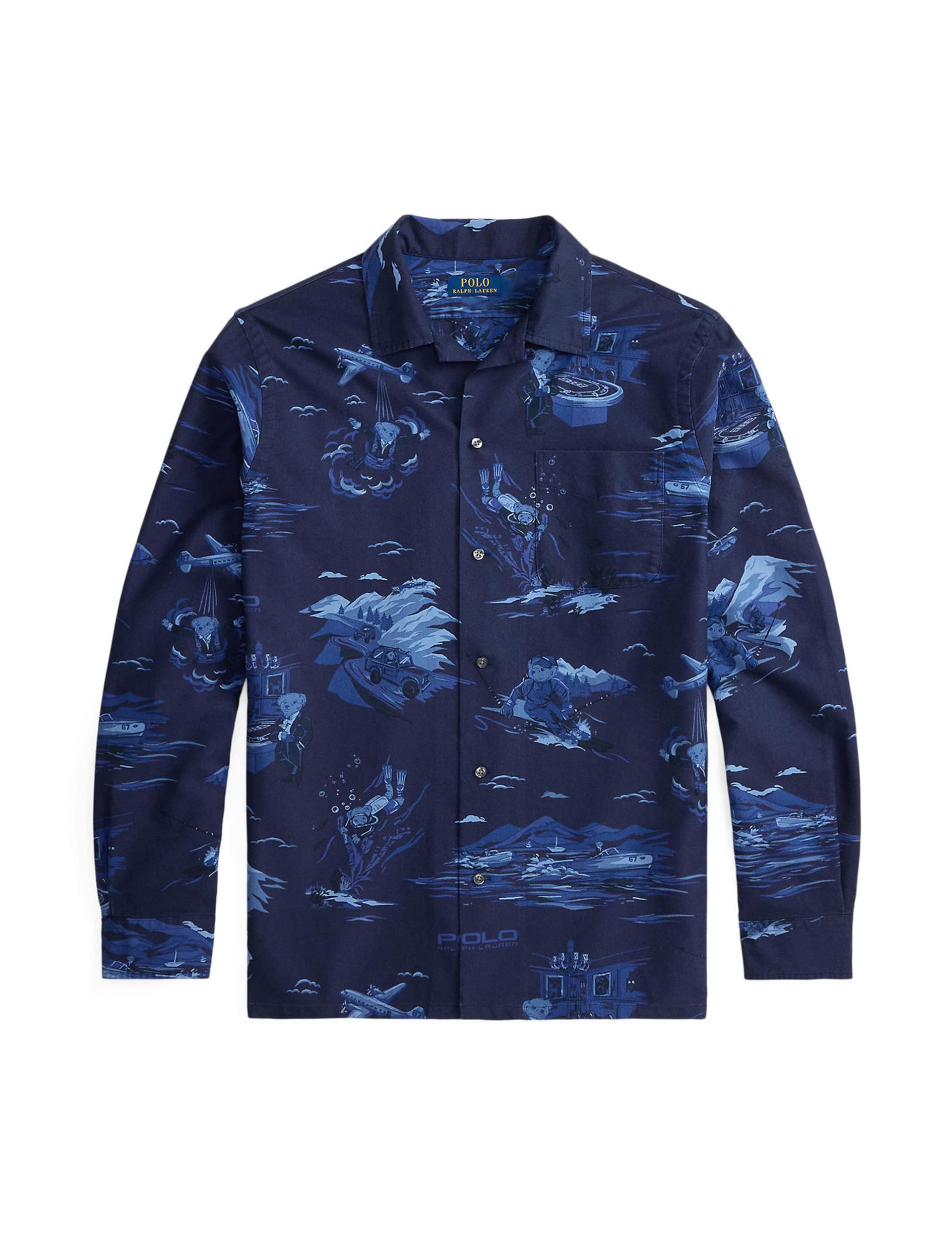 Polo Ralph Lauren Koszula 'CLASSIC' granatowy / królewski błękit / jasnoniebieski