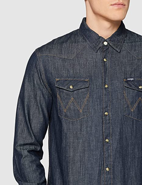 WRANGLER DENIM WESTERN SHIRT MĘSKA KOSZULA JEANSOWA DARK INDIGO W5M12AX1E 112130200