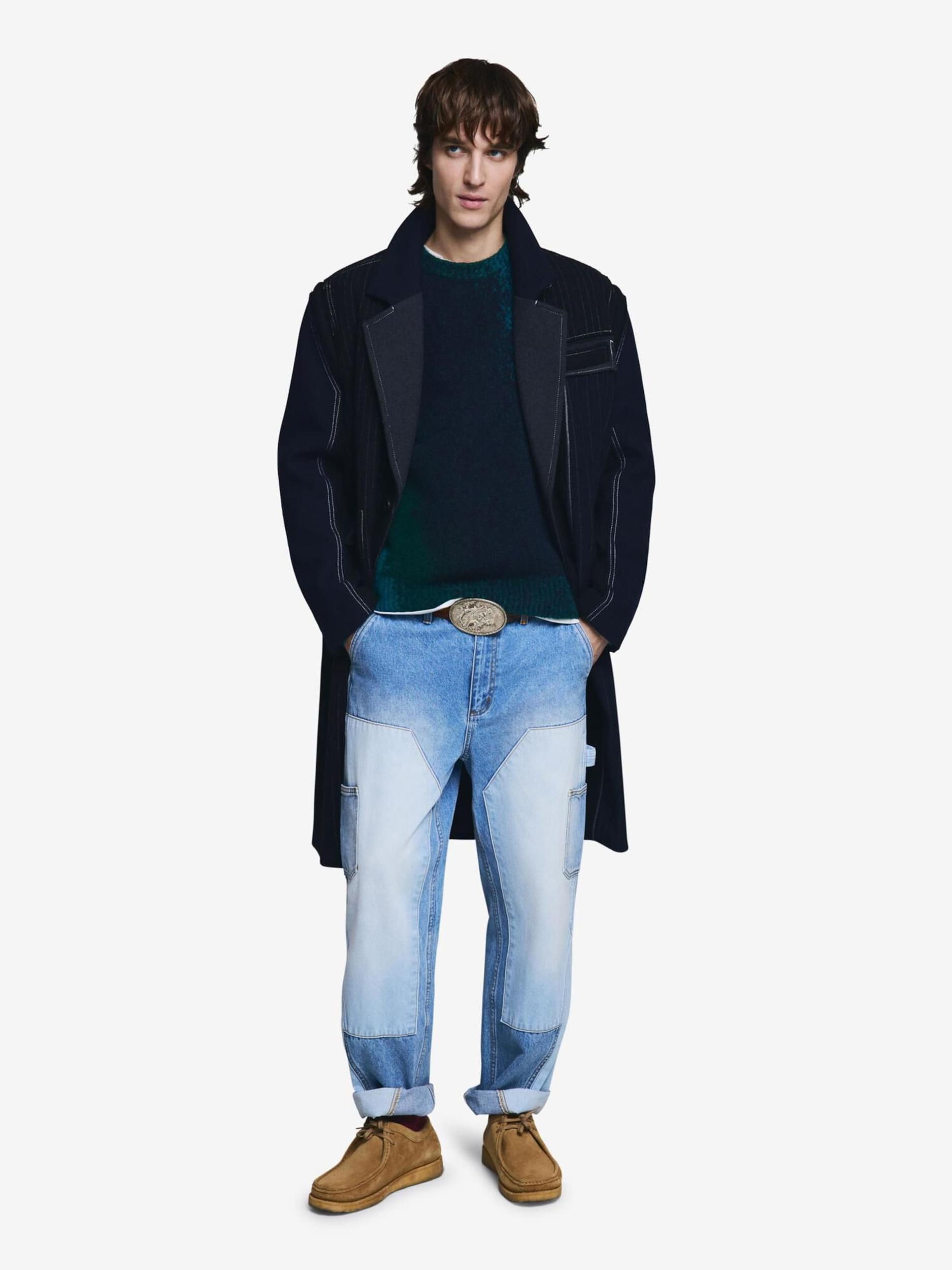 Desigual Płaszcz przejściowy ciemny niebieski / biały